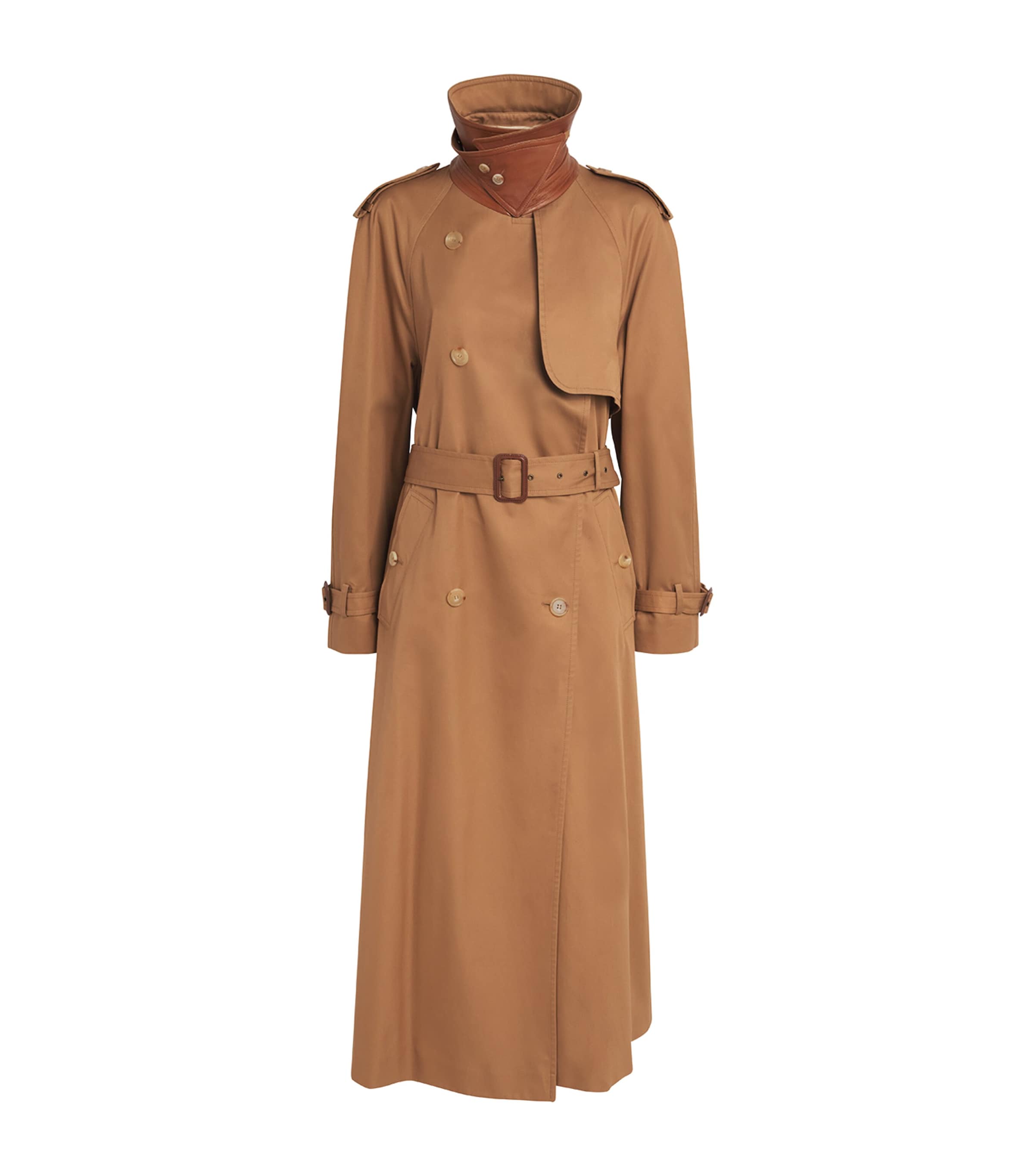 Chloé Womens Cotton Gabardine Trench Coat Golden Brown
