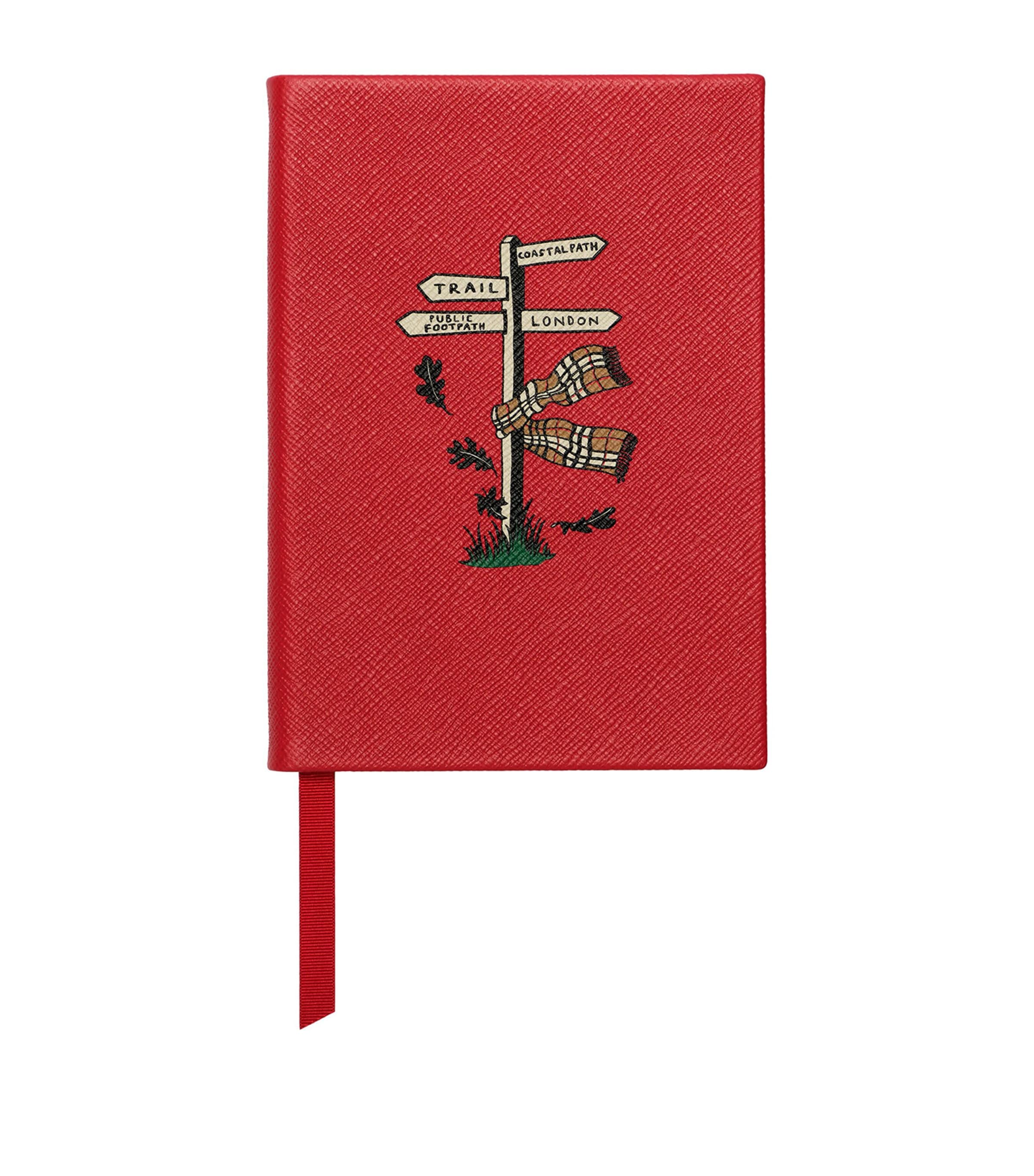 Burberry x Smythson Leather Signpost Soho Notebook Red