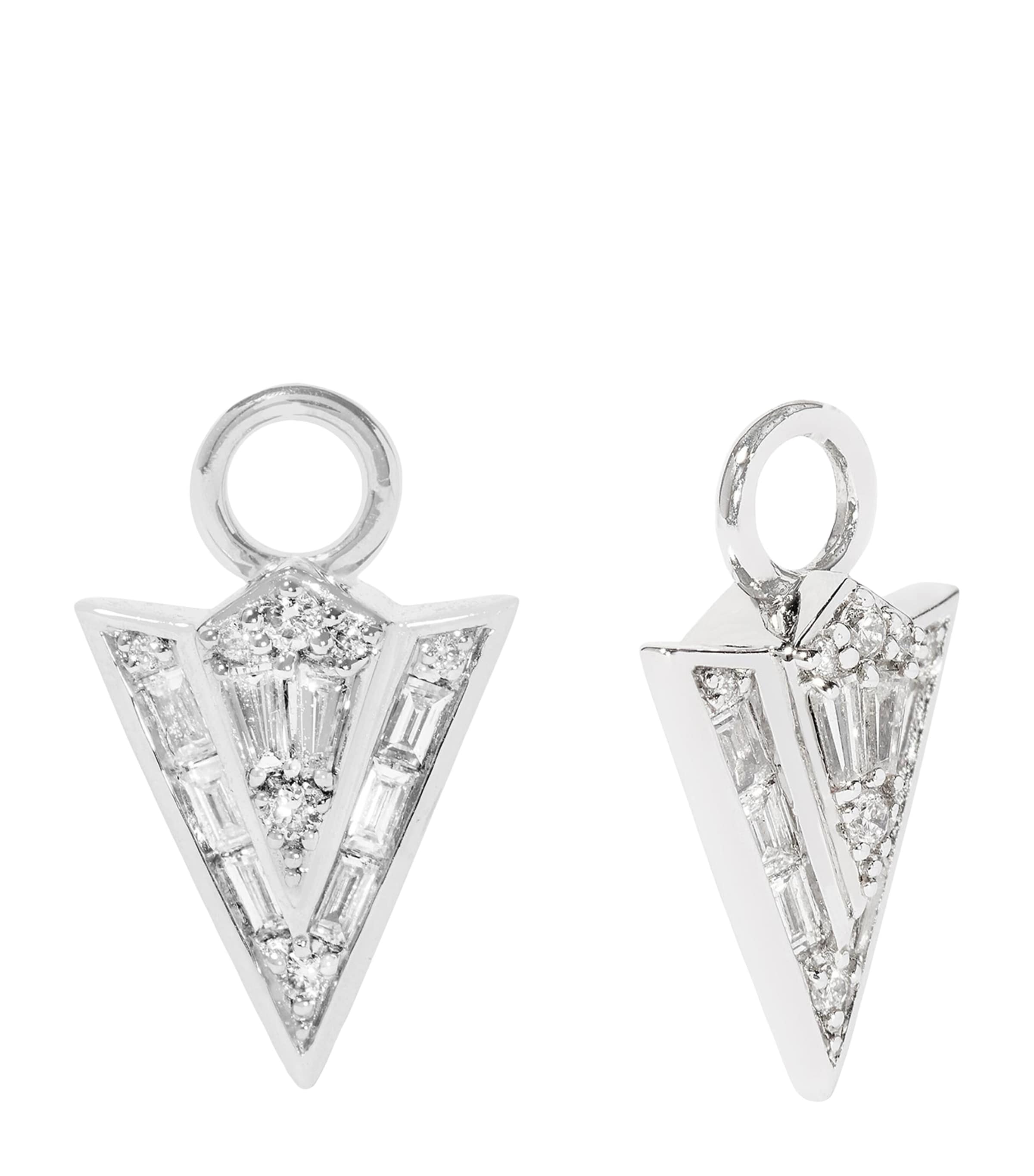 White Gold and Diamond Flight Arrow Earring Drops