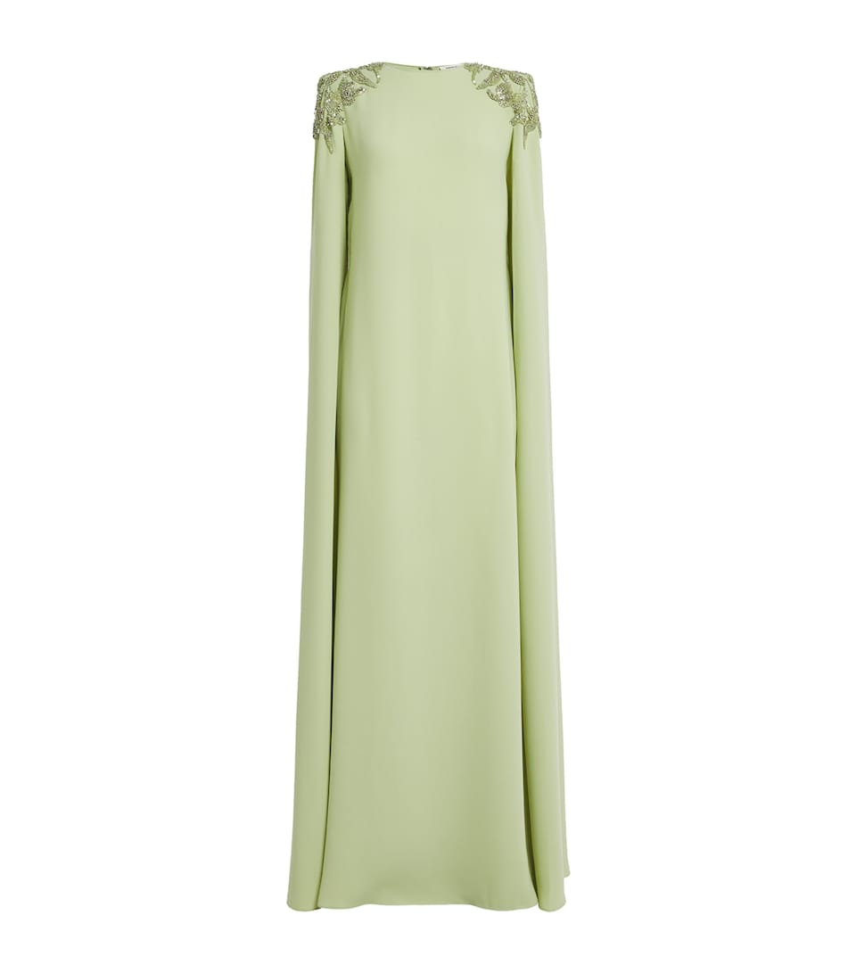 Zuhair Murad Womens Embellished Cape Gown Foam Green