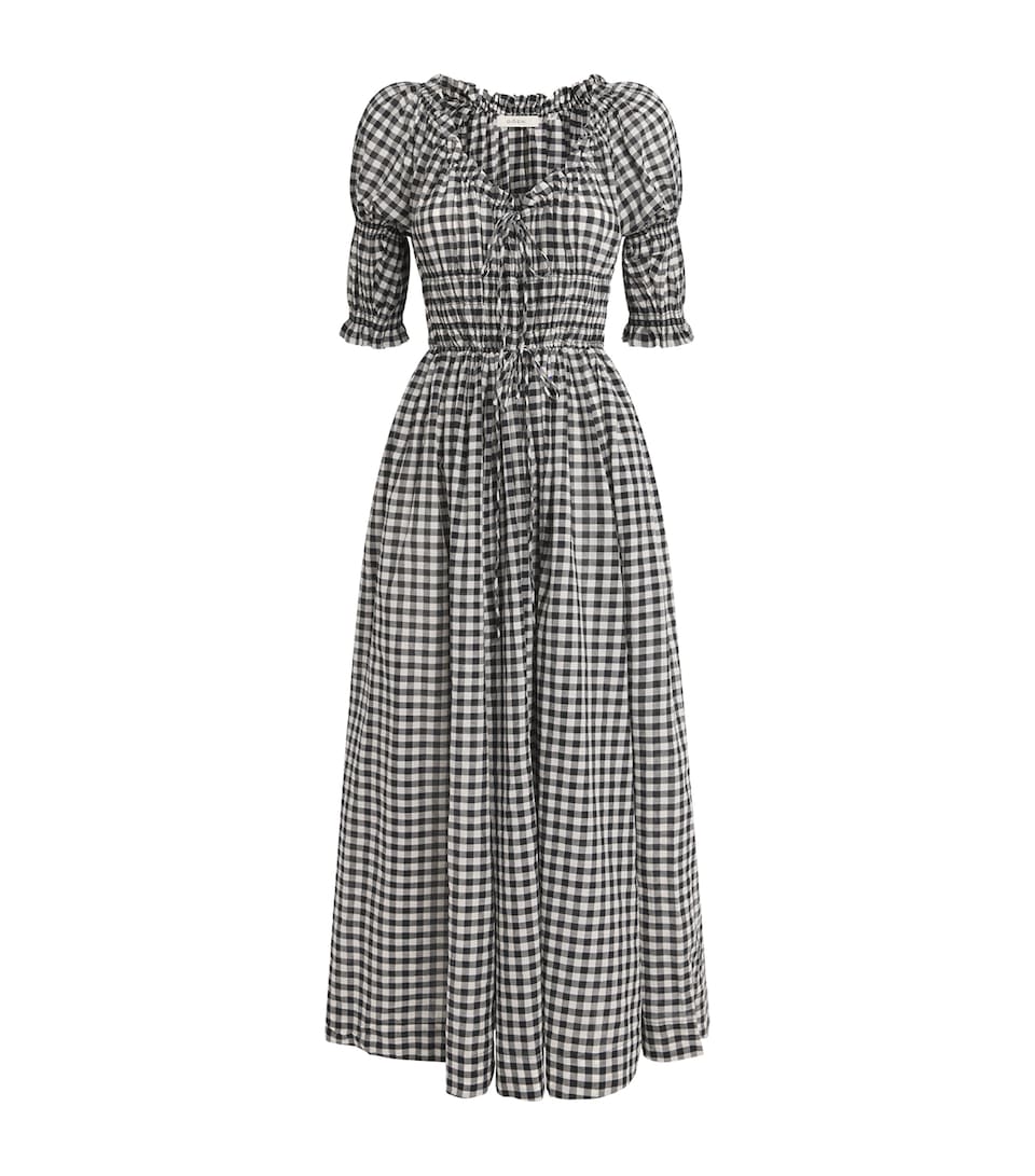 Organic Cotton Gingham Ischia Midi Dress