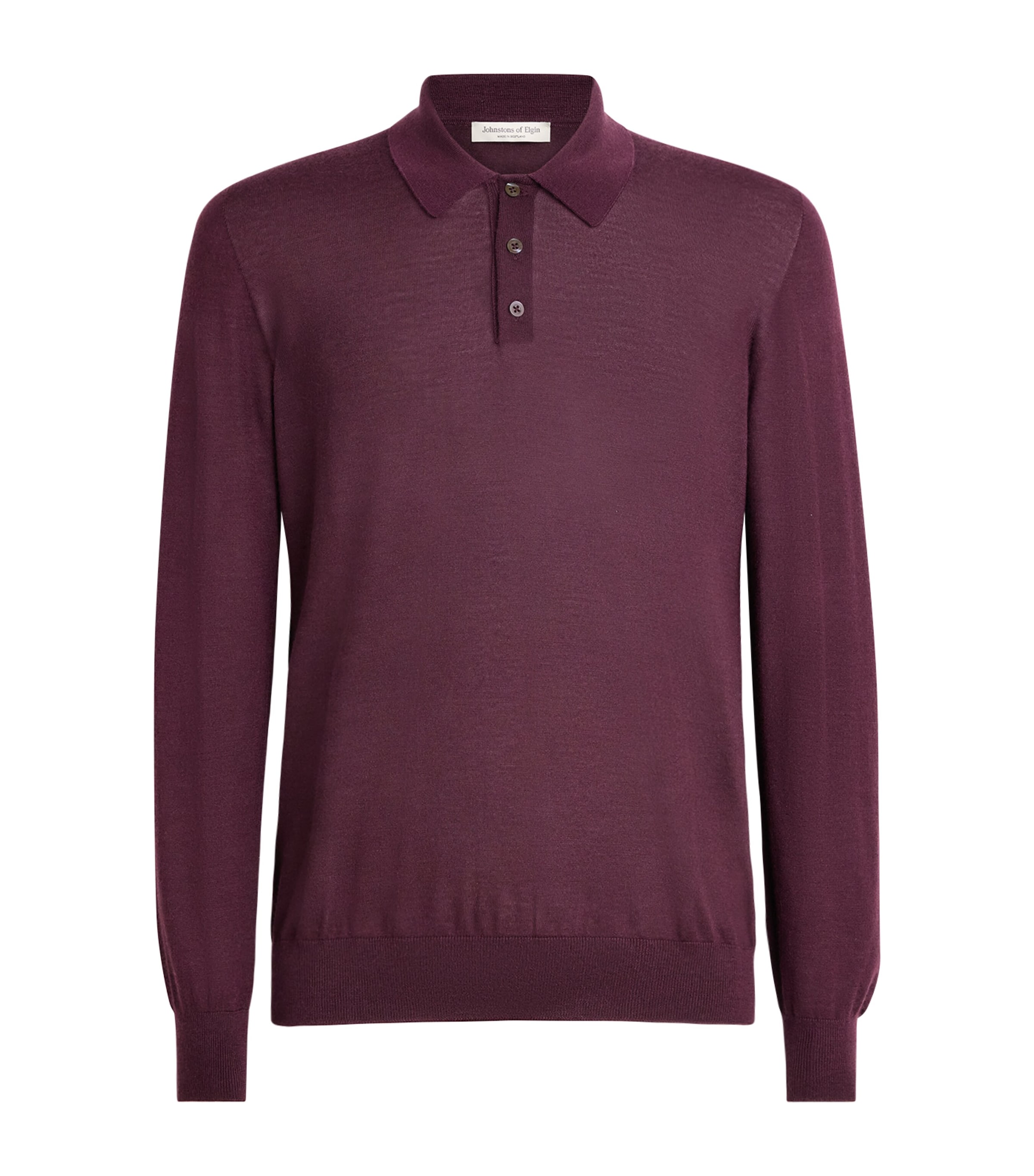 Johnstons Of Elgin Mens Superfine Cashmere Polo Shirt Rosewood