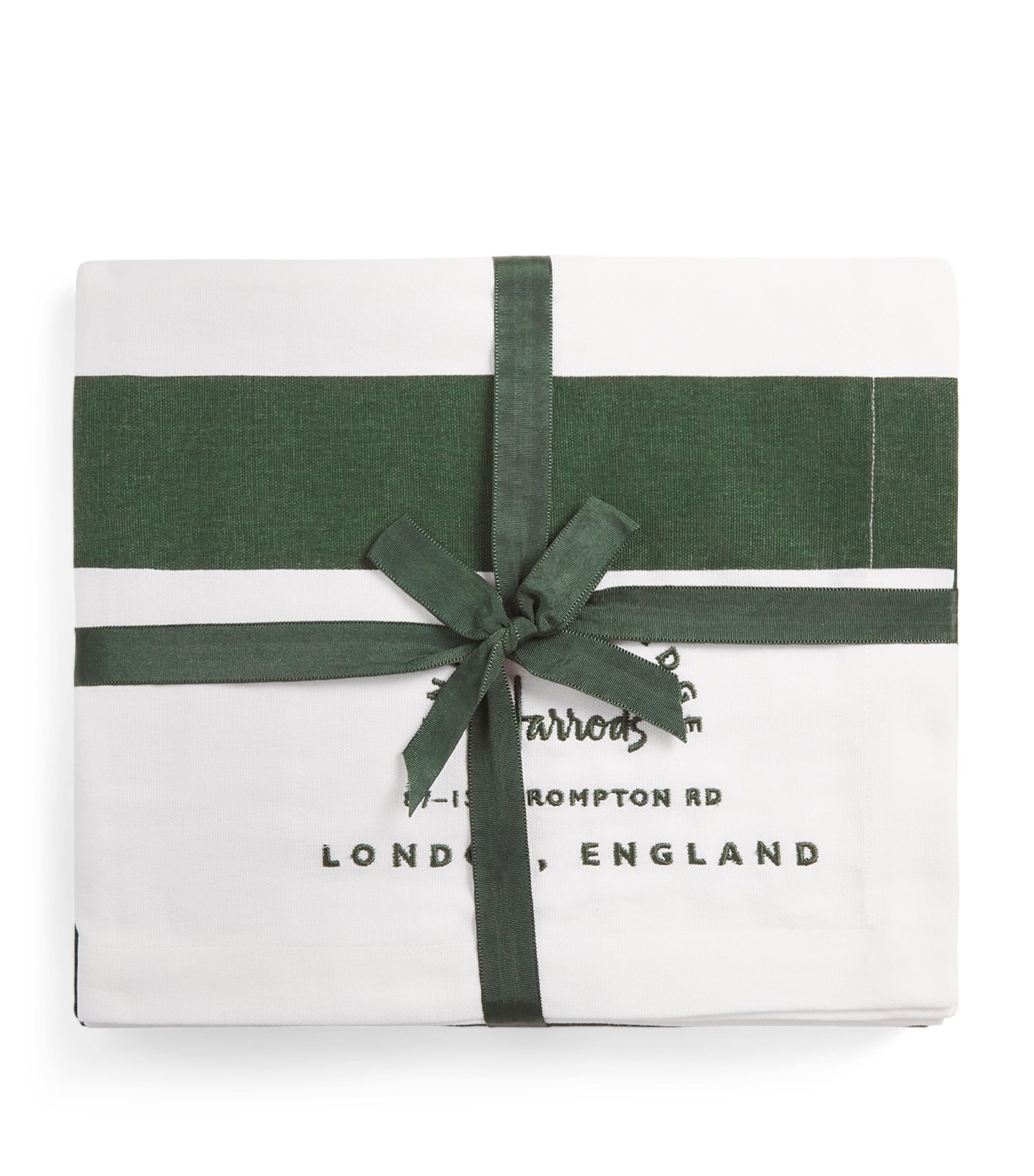 Harrods Cotton Stripe Tablecloth Green