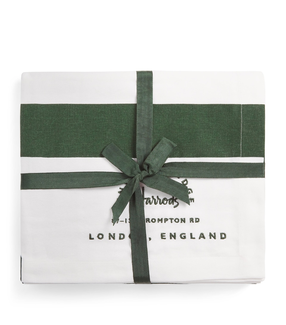 Harrods Cotton Stripe Tablecloth Green