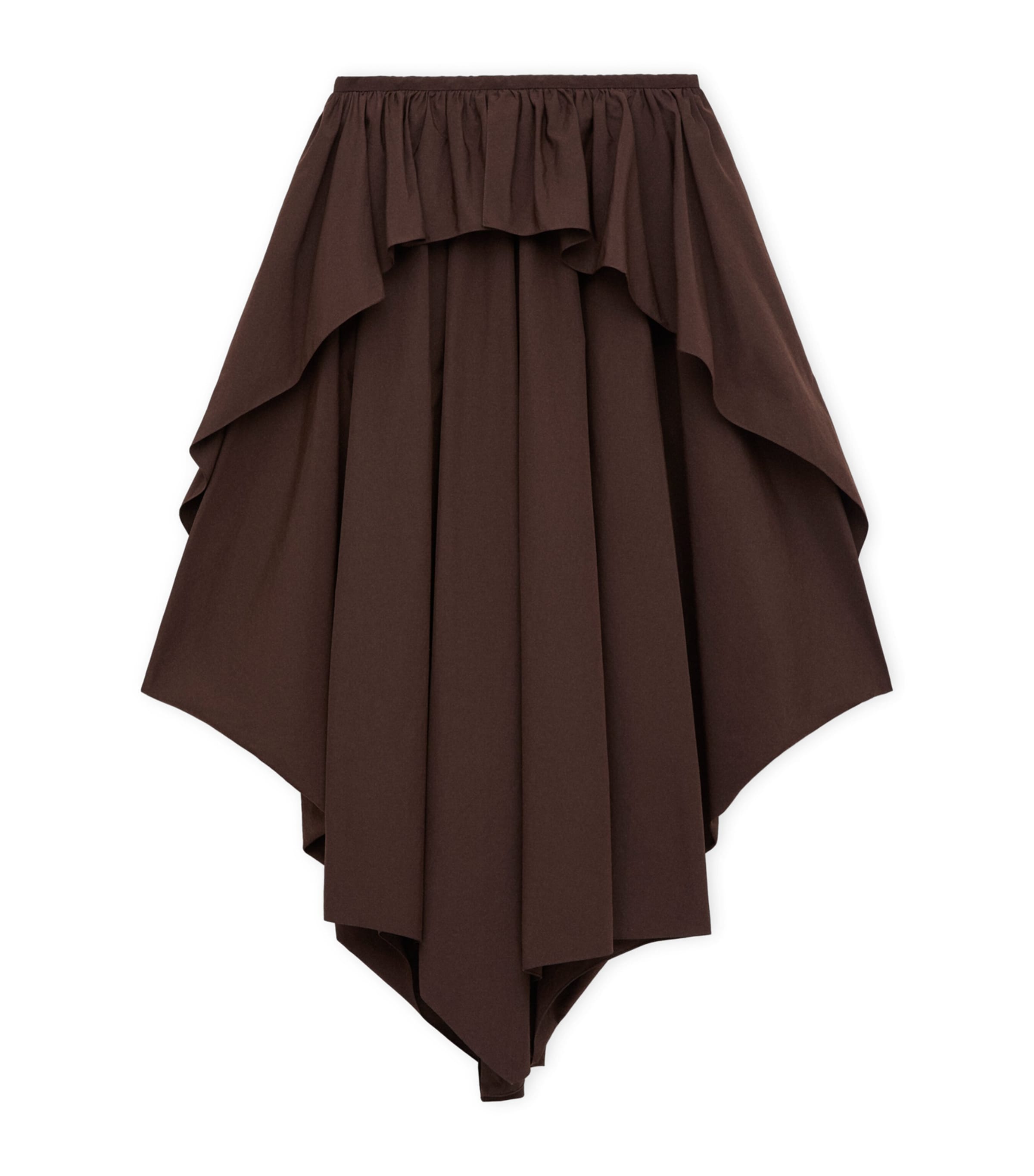 LOEWE Womens x Paula's Ibiza Cotton Draped Midi Skirt Chocolate Brown
