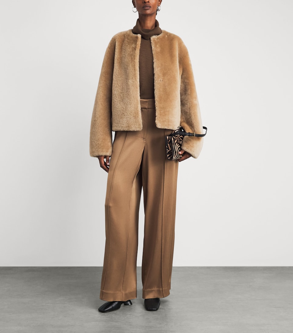 CHAROUX Womens Shearling Edie Coat Mocha