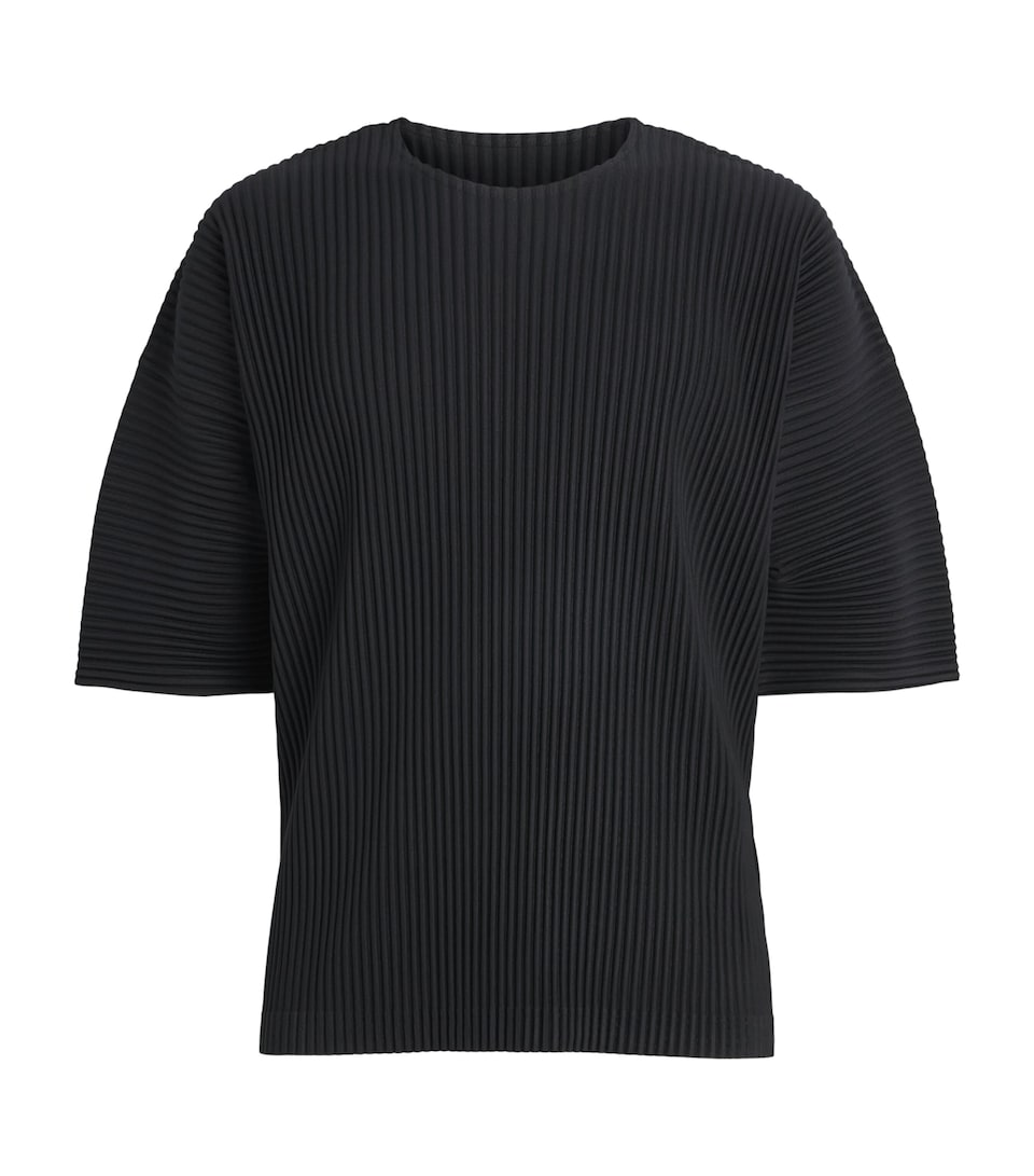 Homme Plissé Issey Miyake Mens Pleated Short-Sleeve T-Shirt Black