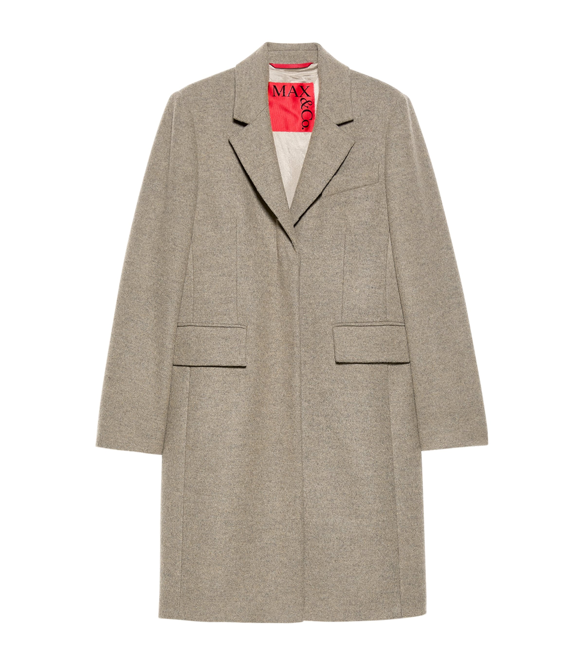 MAX&Co. Womens Virgin Wool-Blend Coat Melange Grey