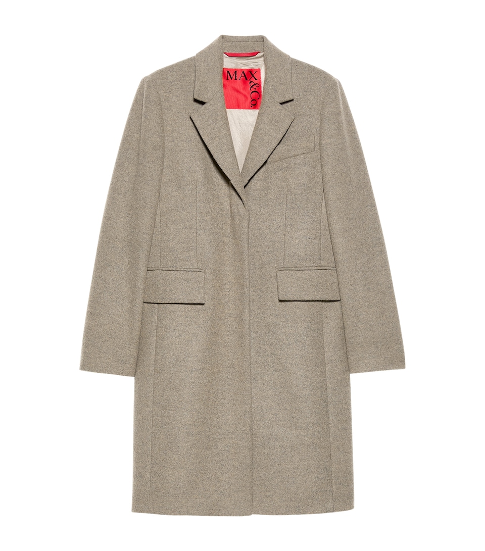 MAX&Co. Womens Virgin Wool-Blend Coat Melange Grey