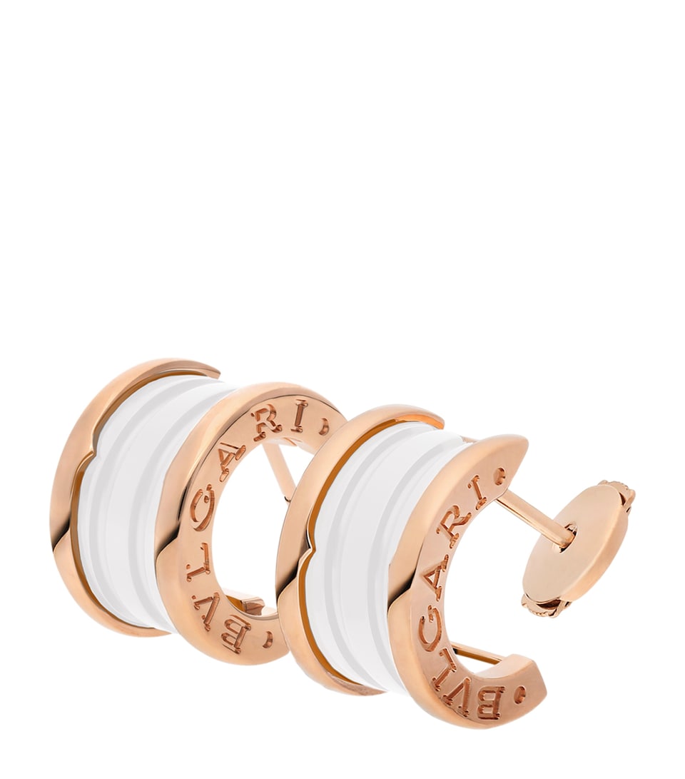 Bvlgari Rose Gold and Ceramic B.zero1 Earrings Pink Gold