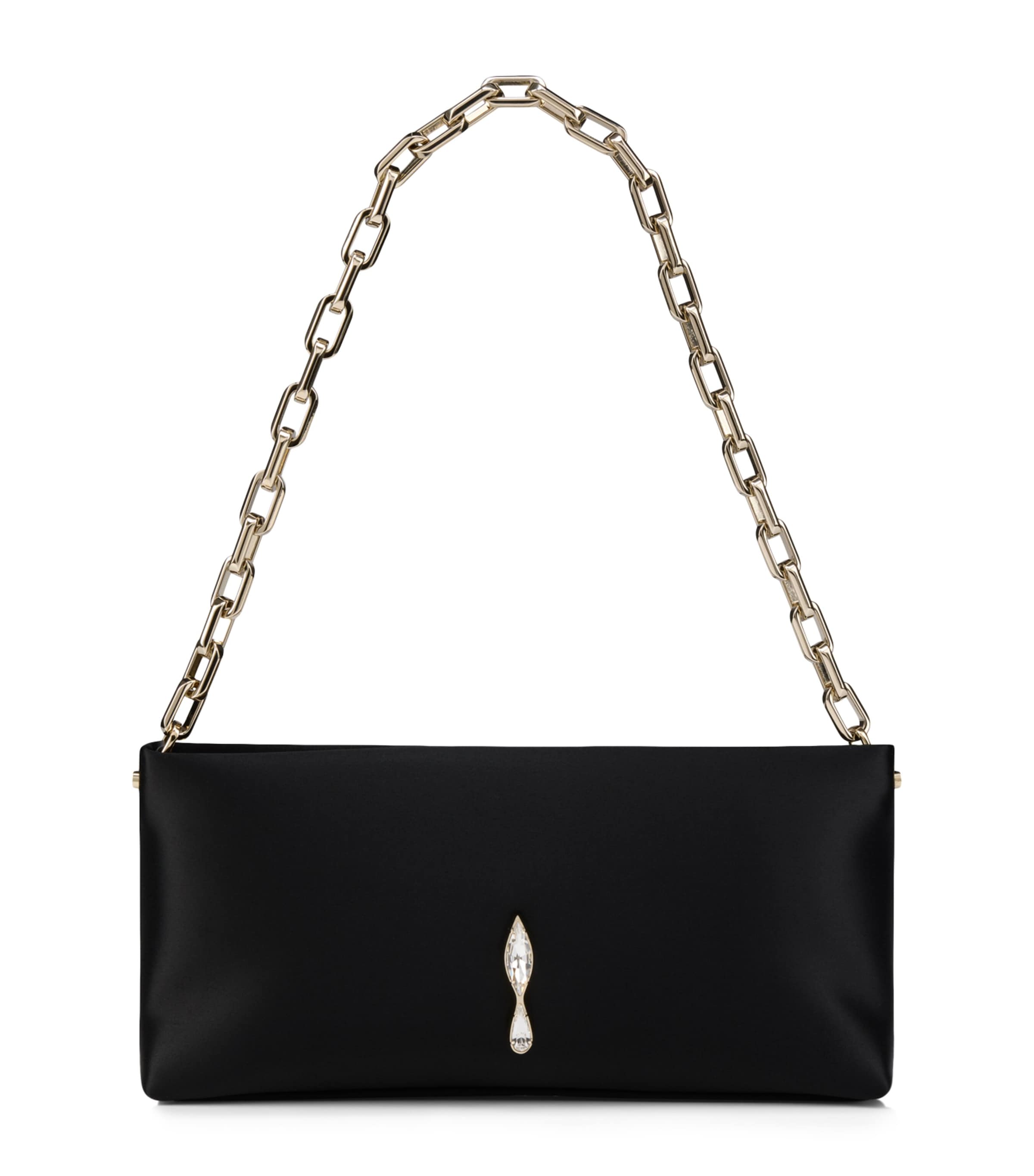 Christian Louboutin Maykimay Chain Pouch Neoprene Satin Clutch Bag