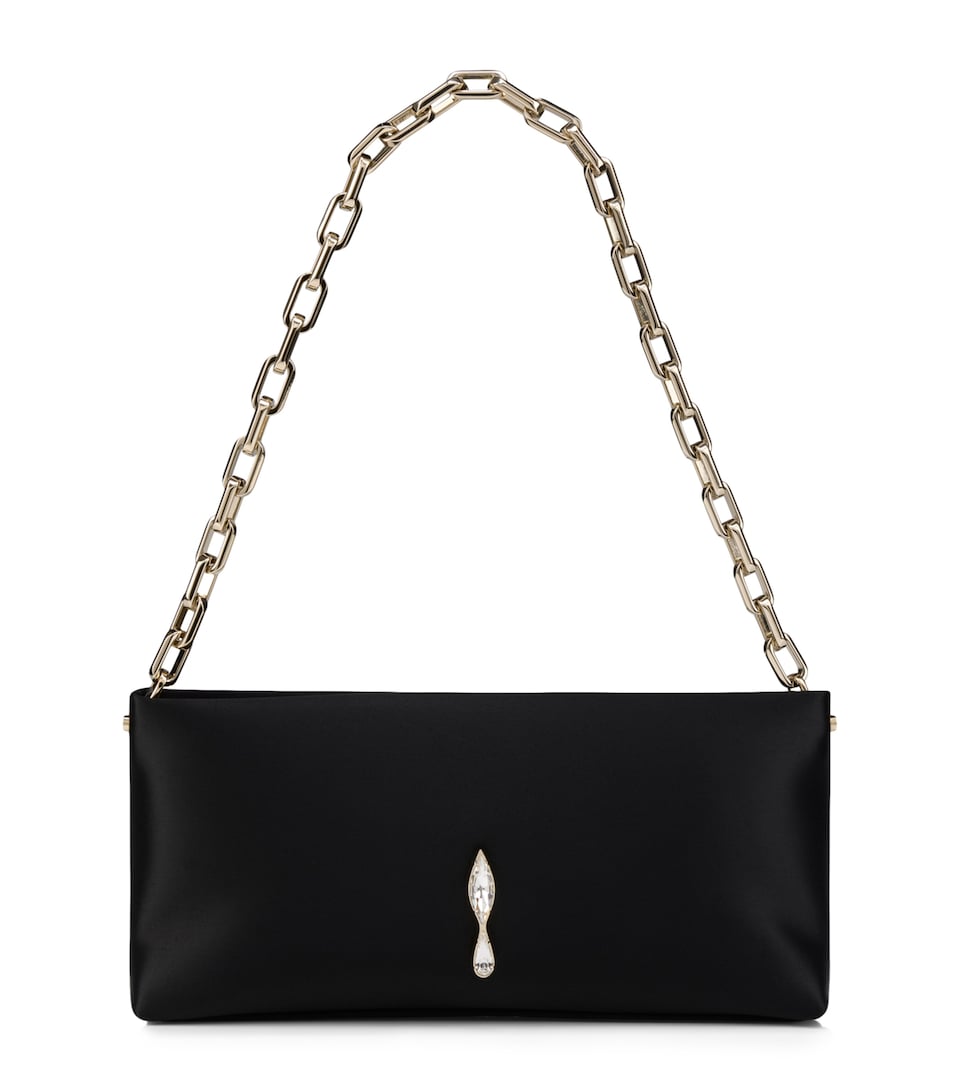Christian Louboutin Maykimay Chain Pouch Neoprene Satin Clutch Bag