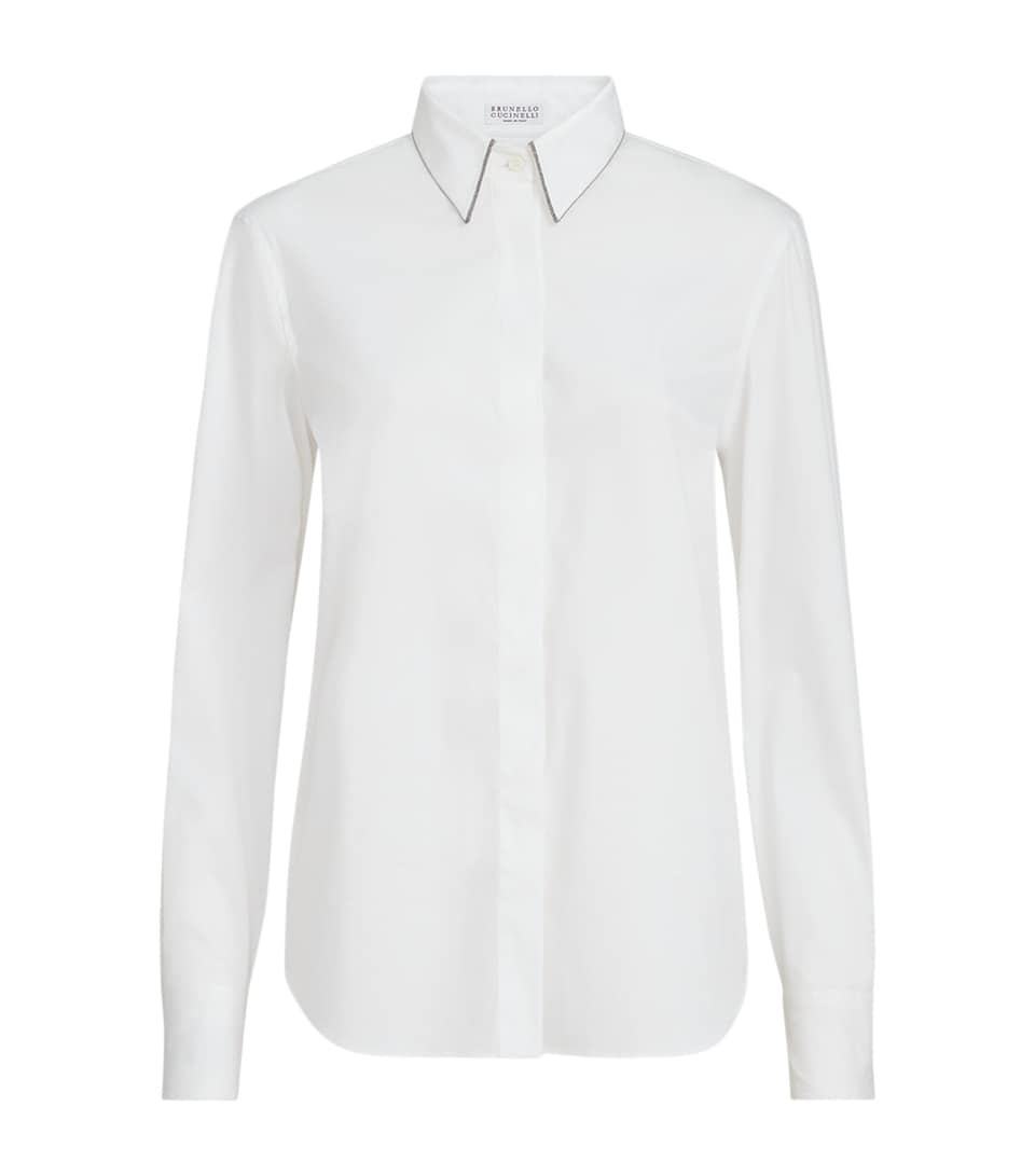 Brunello Cucinelli Womens Cotton Poplin Monili Shirt