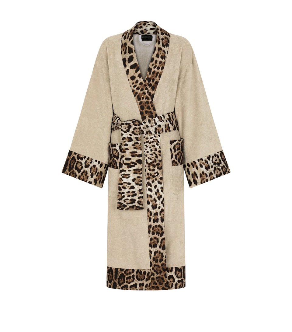 Terry Cotton Leopard Print Robe