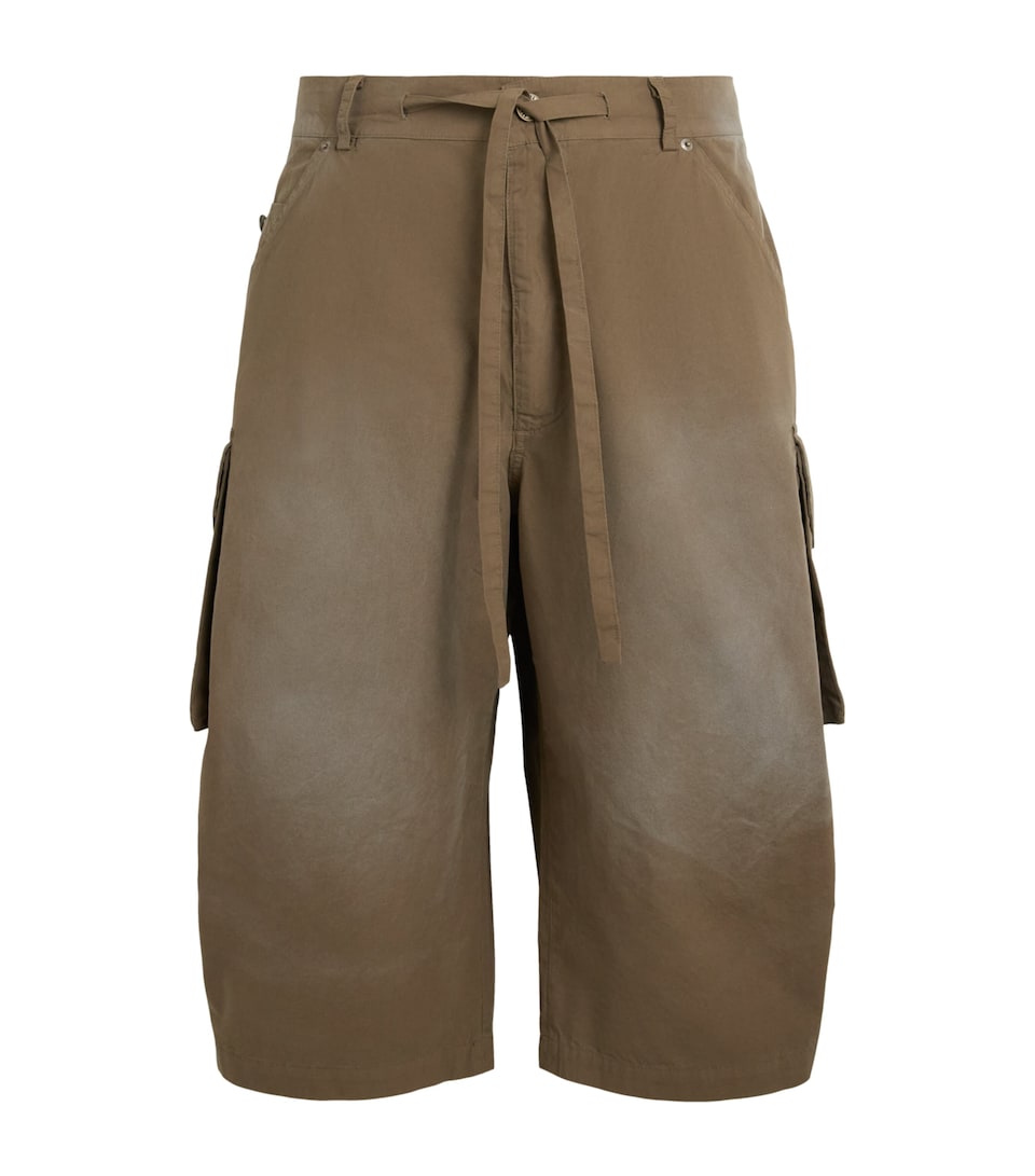 424 Mens Cotton Cargo Bermuda Shorts Olive Grn