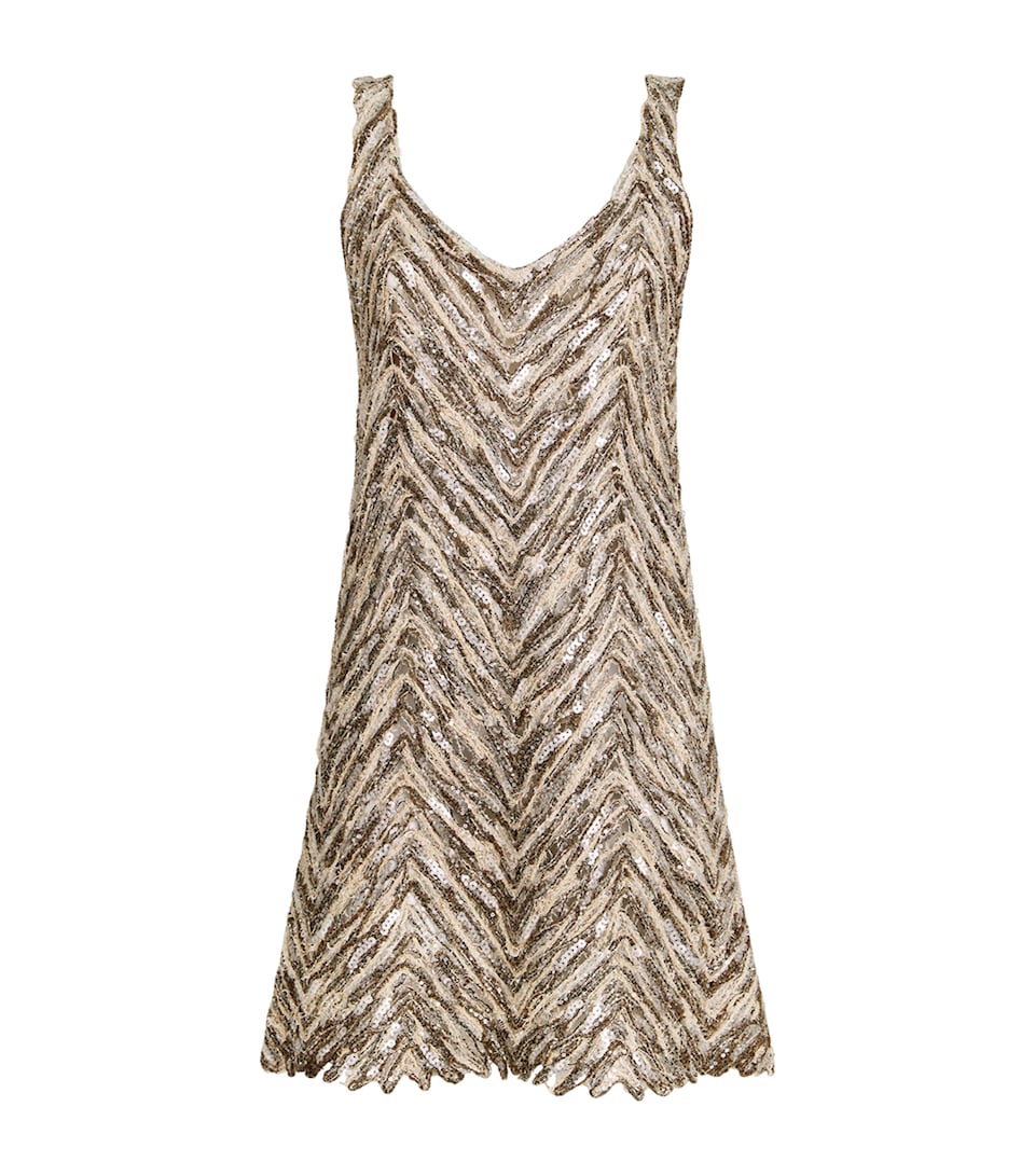 Chevron Sequinned Mini Dress