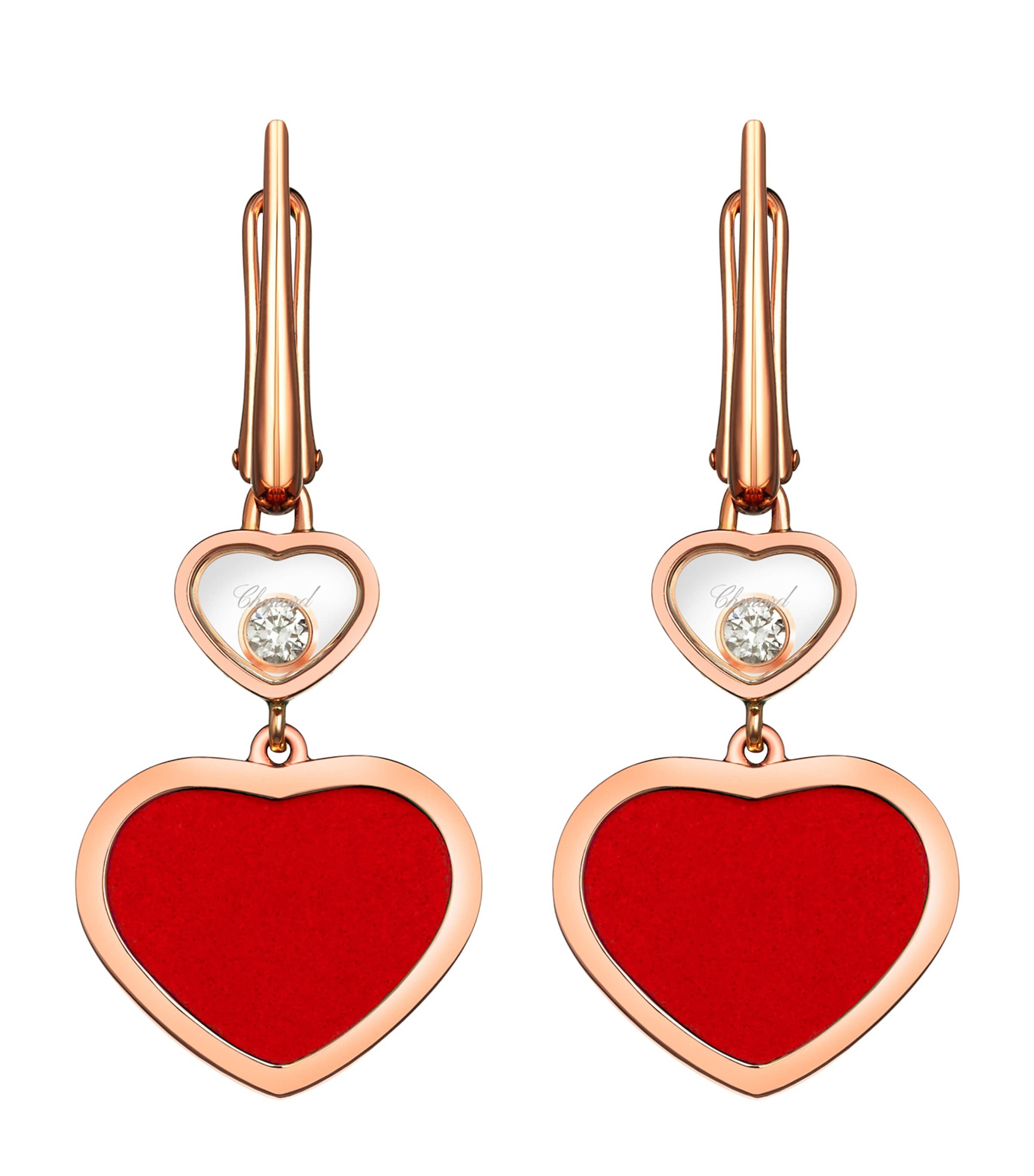 Rose Gold and Diamond Happy Hearts Earrings