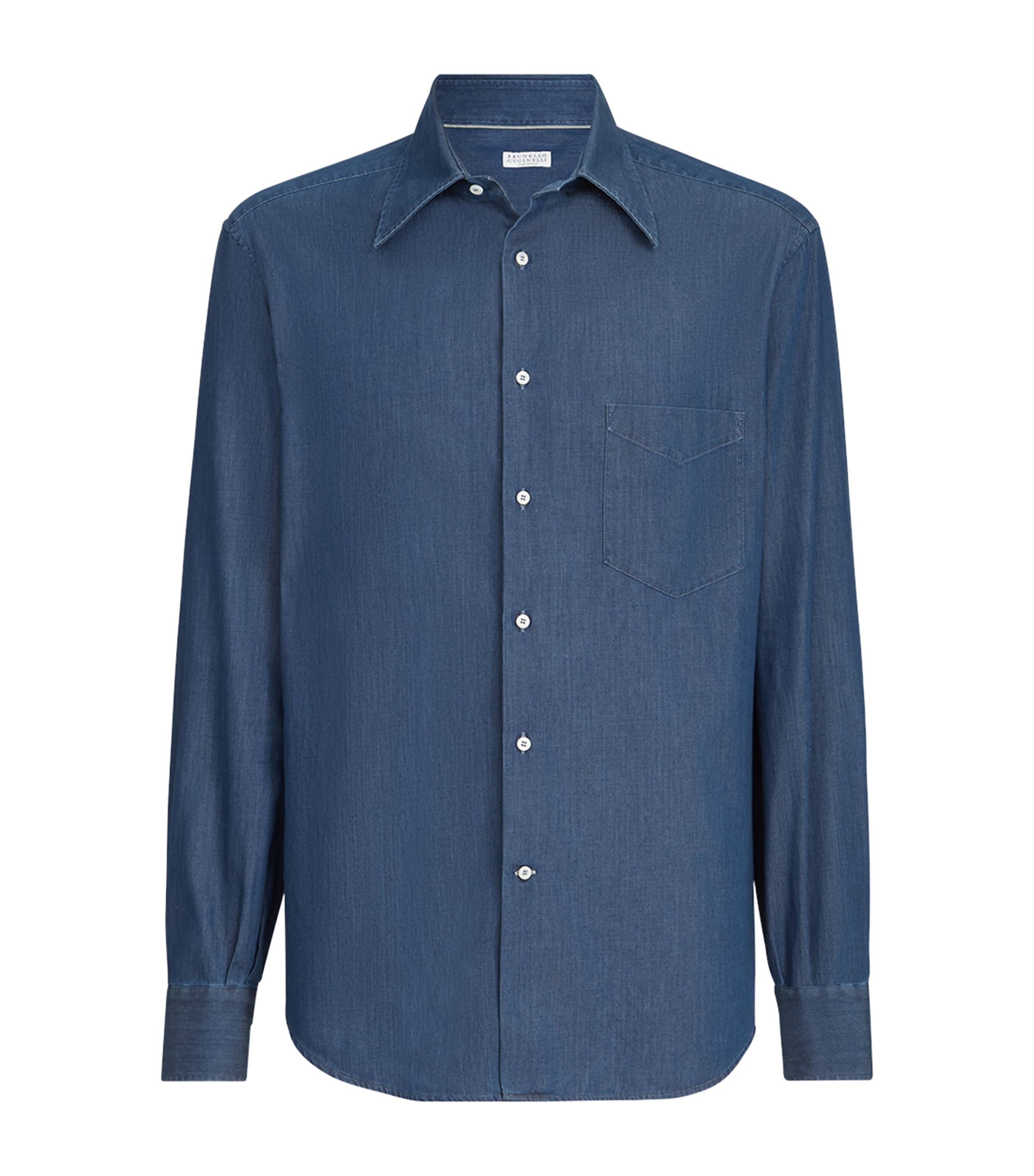 Brunello Cucinelli Mens Denim Chambray Shirt