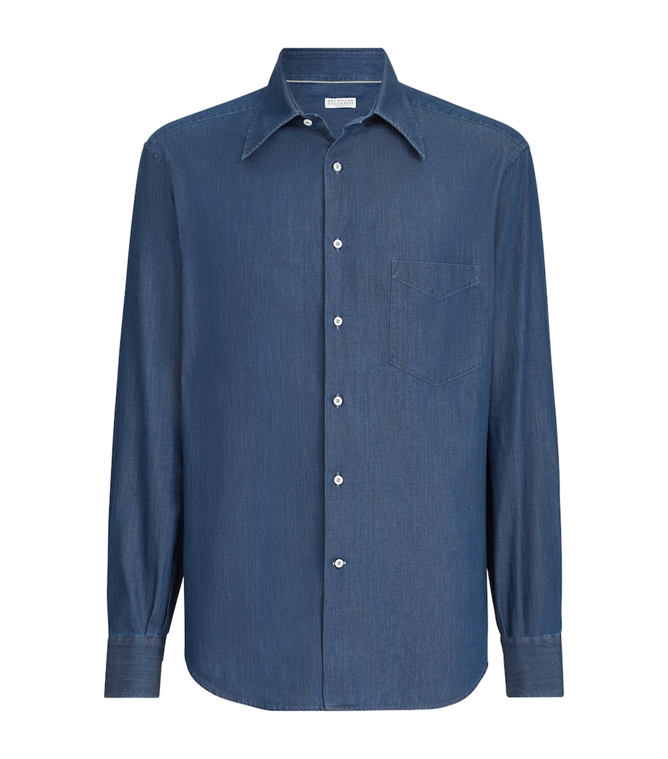 Brunello Cucinelli Mens Denim Chambray Shirt