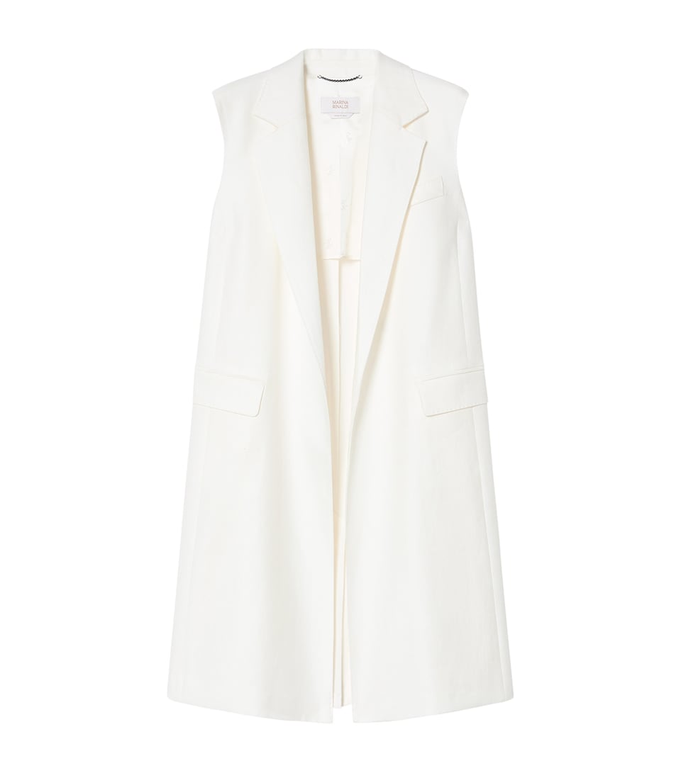 Marina Rinaldi Womens Linen Sleeveless Longline Blazer White