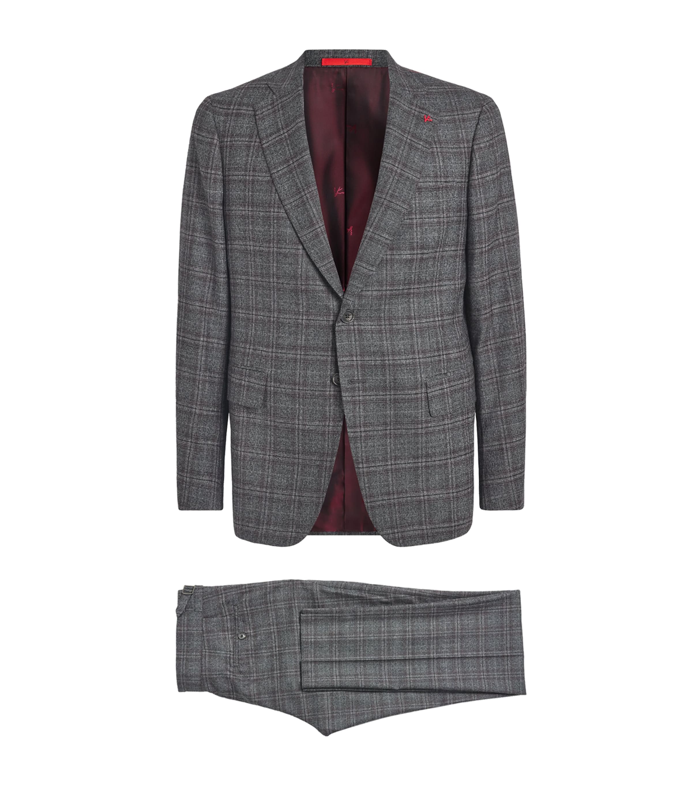 Isaia Mens Wool Check Capri 2-Piece Suit