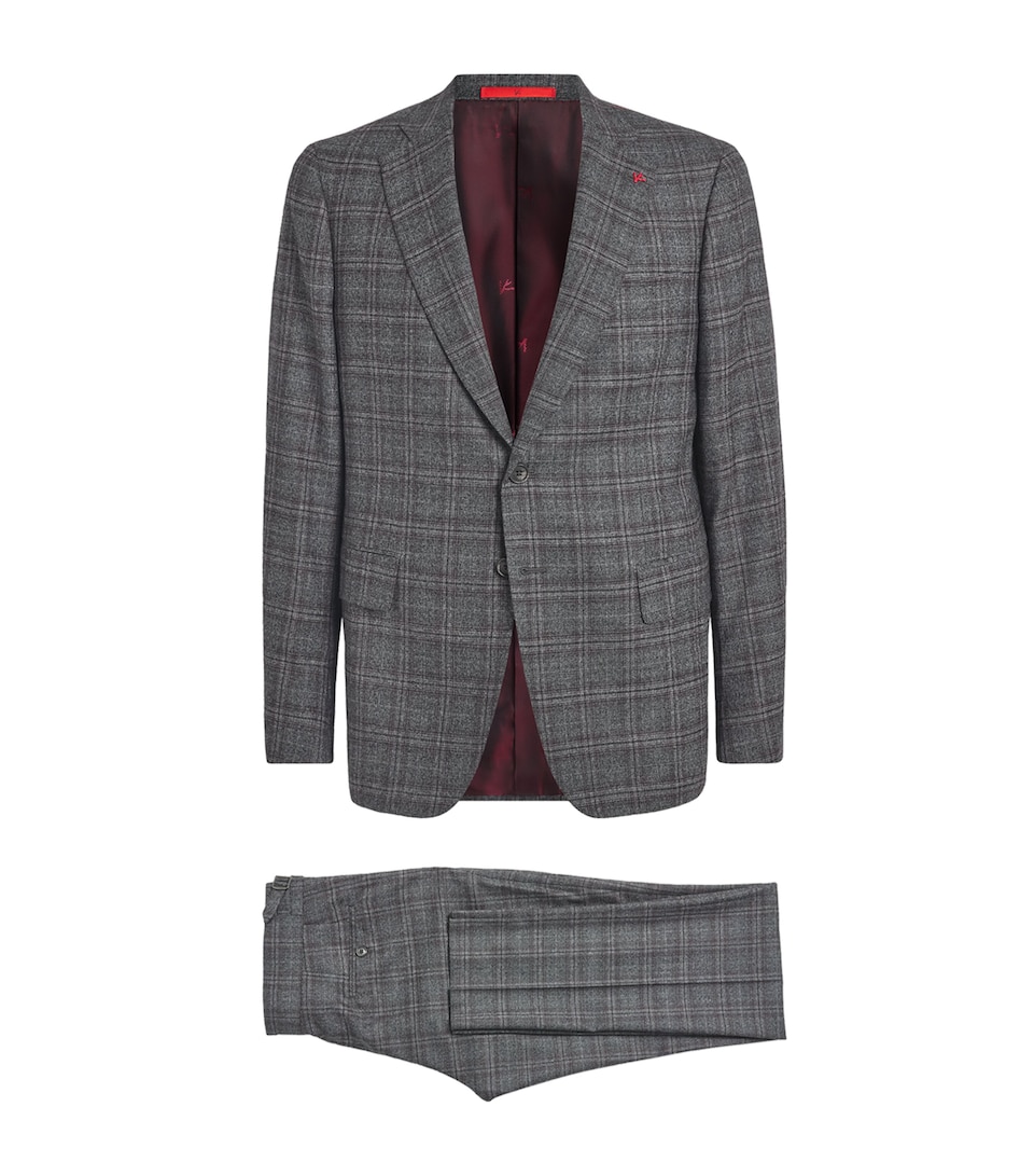 Isaia Mens Wool Check Capri 2-Piece Suit