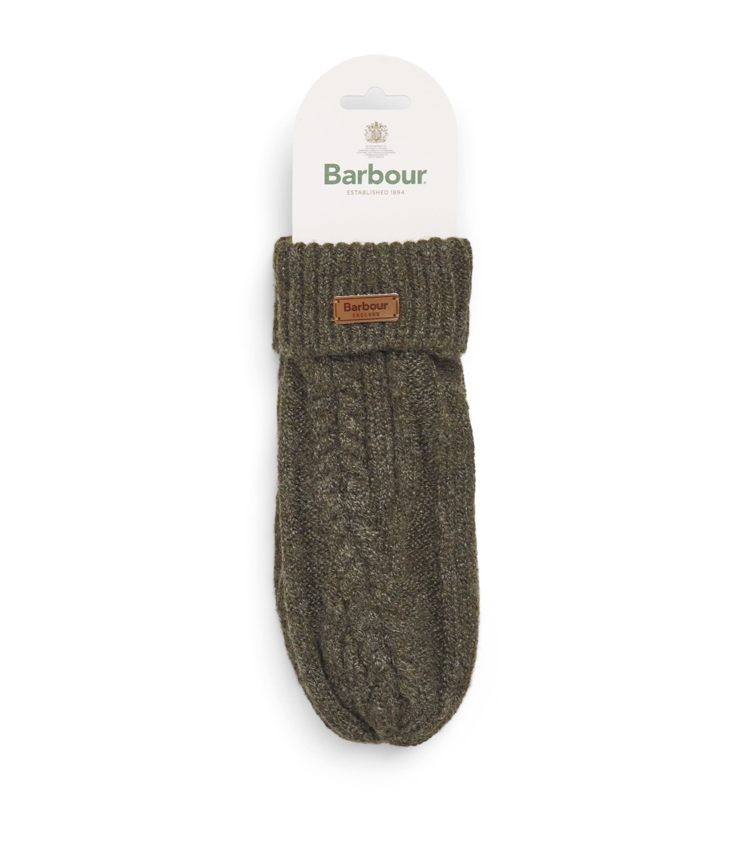 Barbour Knitted Elsdon Mittens Olive