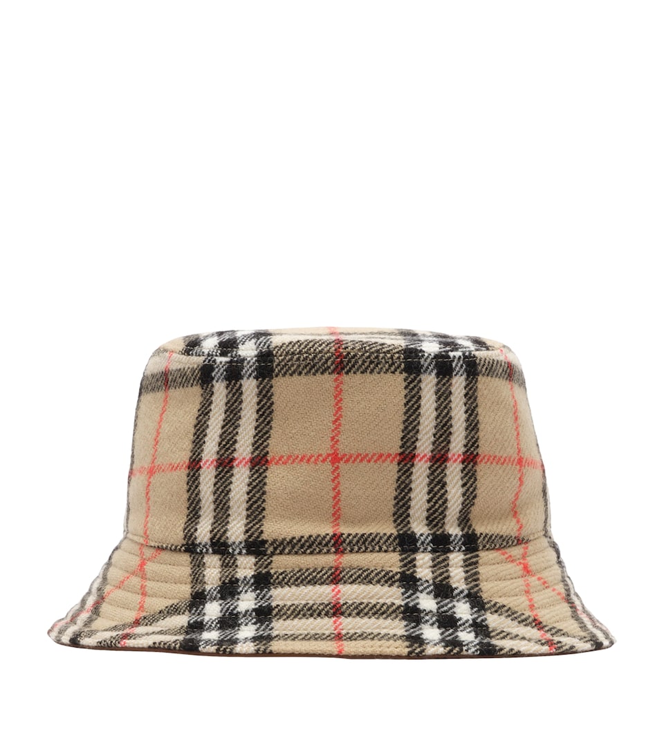 Burberry Wool Reversible Check Bucket Hat Archive Beige Ip Chk