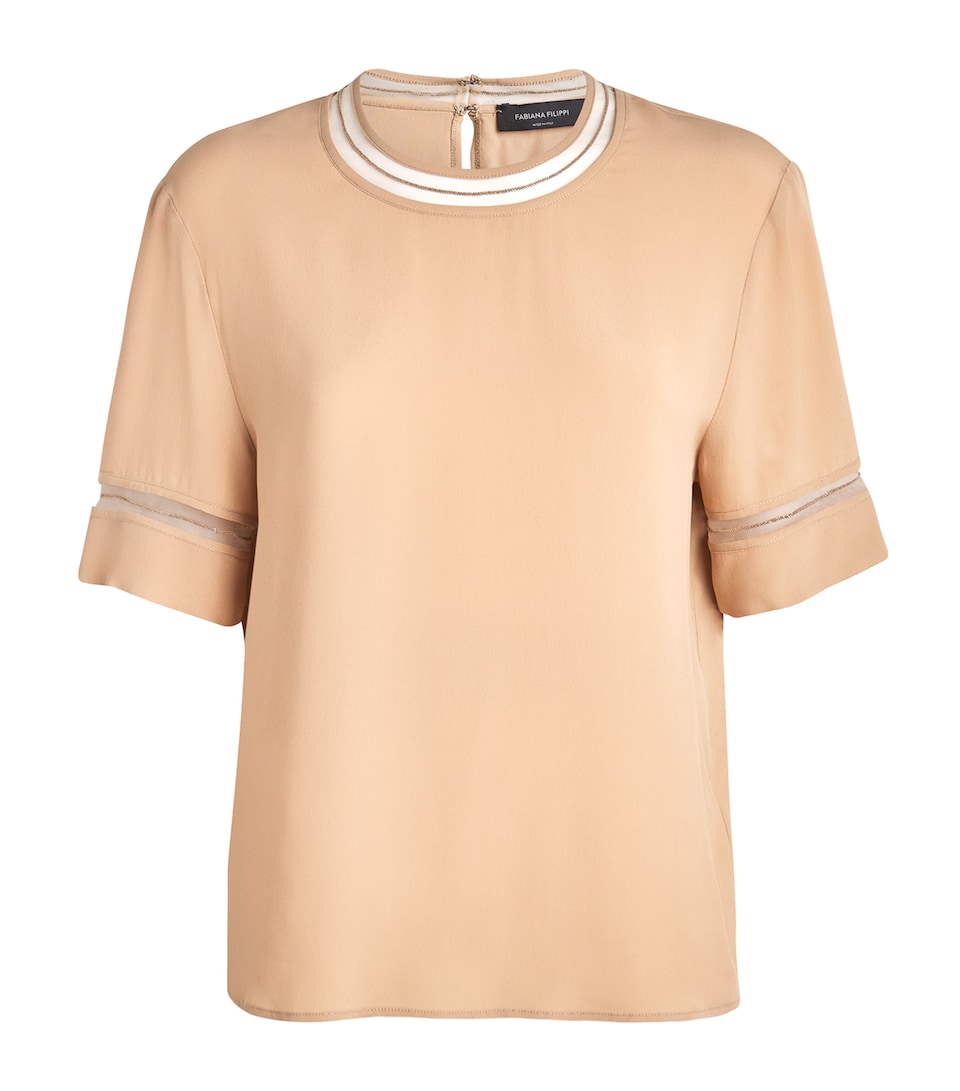 Fabiana Filippi Womens Embellished Crepe Blouse Acero