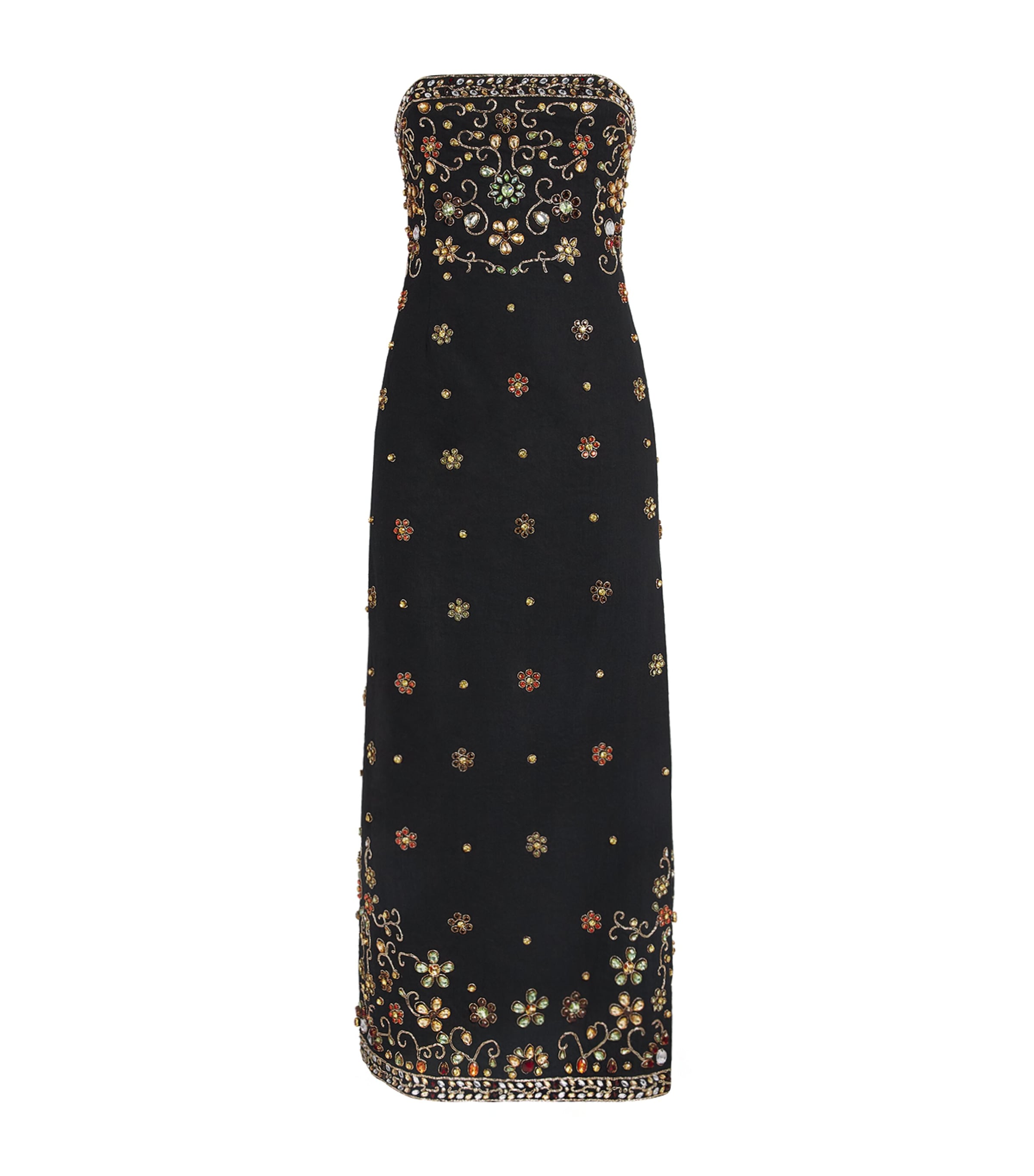 Alice+Olivia Womens Embellished Nina Midi Dress Black/multi