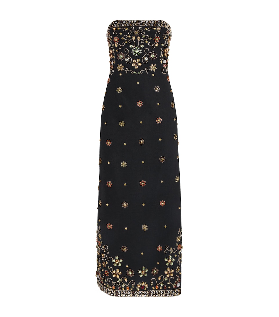 Alice+Olivia Womens Embellished Nina Midi Dress Black/multi
