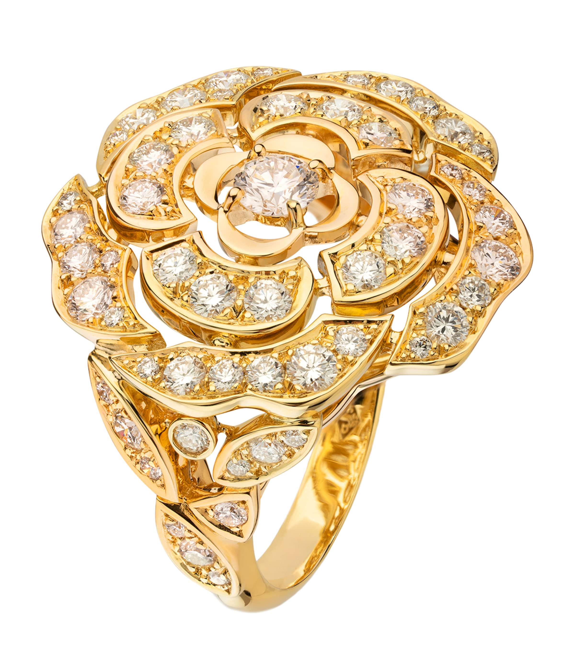 Yellow Gold and Diamond Camélia Ring