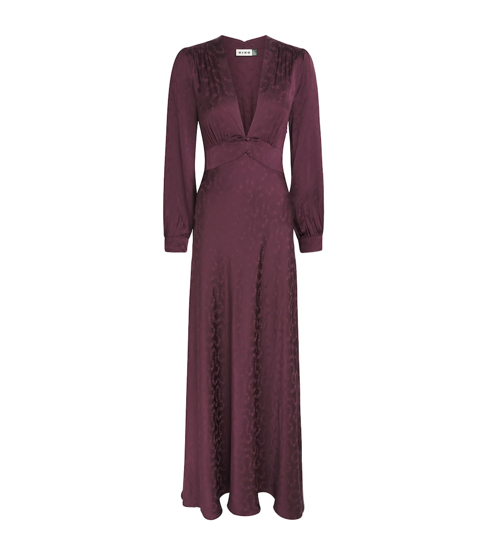 Rixo Womens Jacquard Emory Maxi Dress Wine