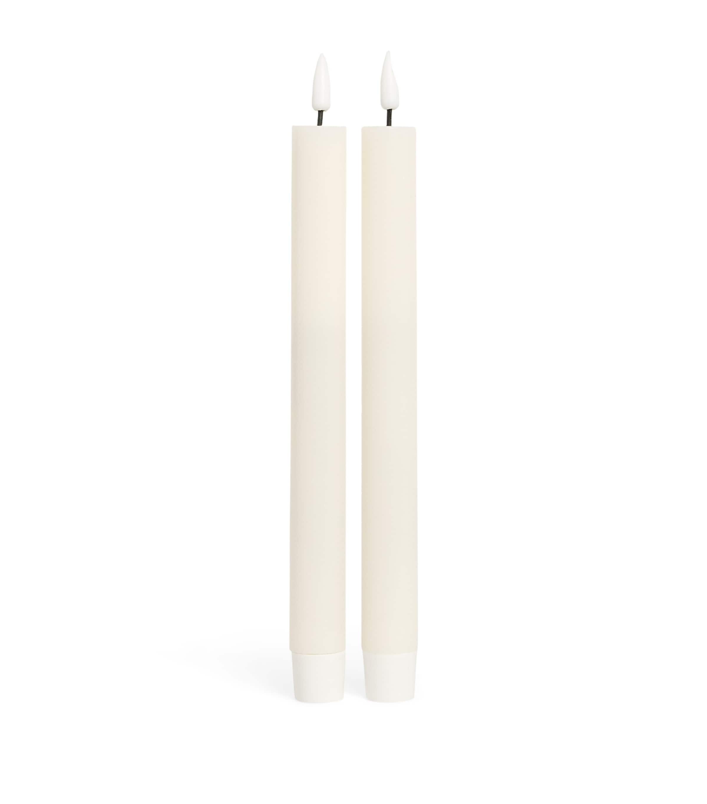 Deluxe Homeart Wax LED Dinner Candles (Set of 2) Cream