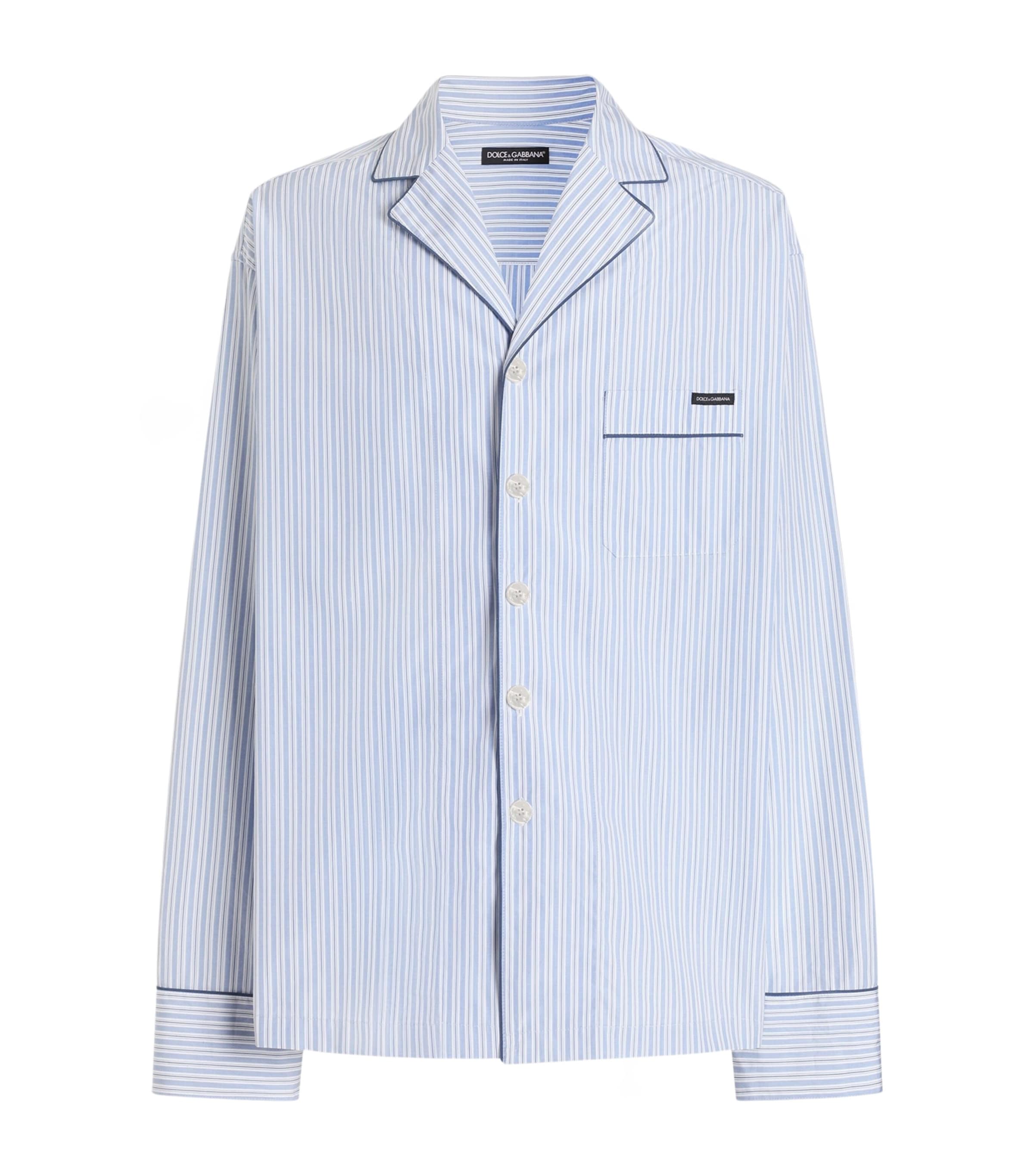 Dolce&Gabbana Mens Cotton-Silk Poplin Stripe Shirt Striped