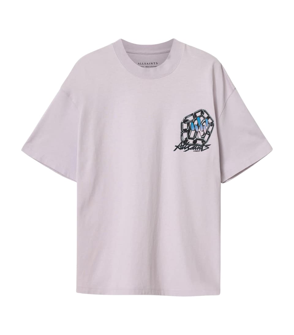 AllSaints Mens Organic Cotton Affix T-Shirt Parma Purple