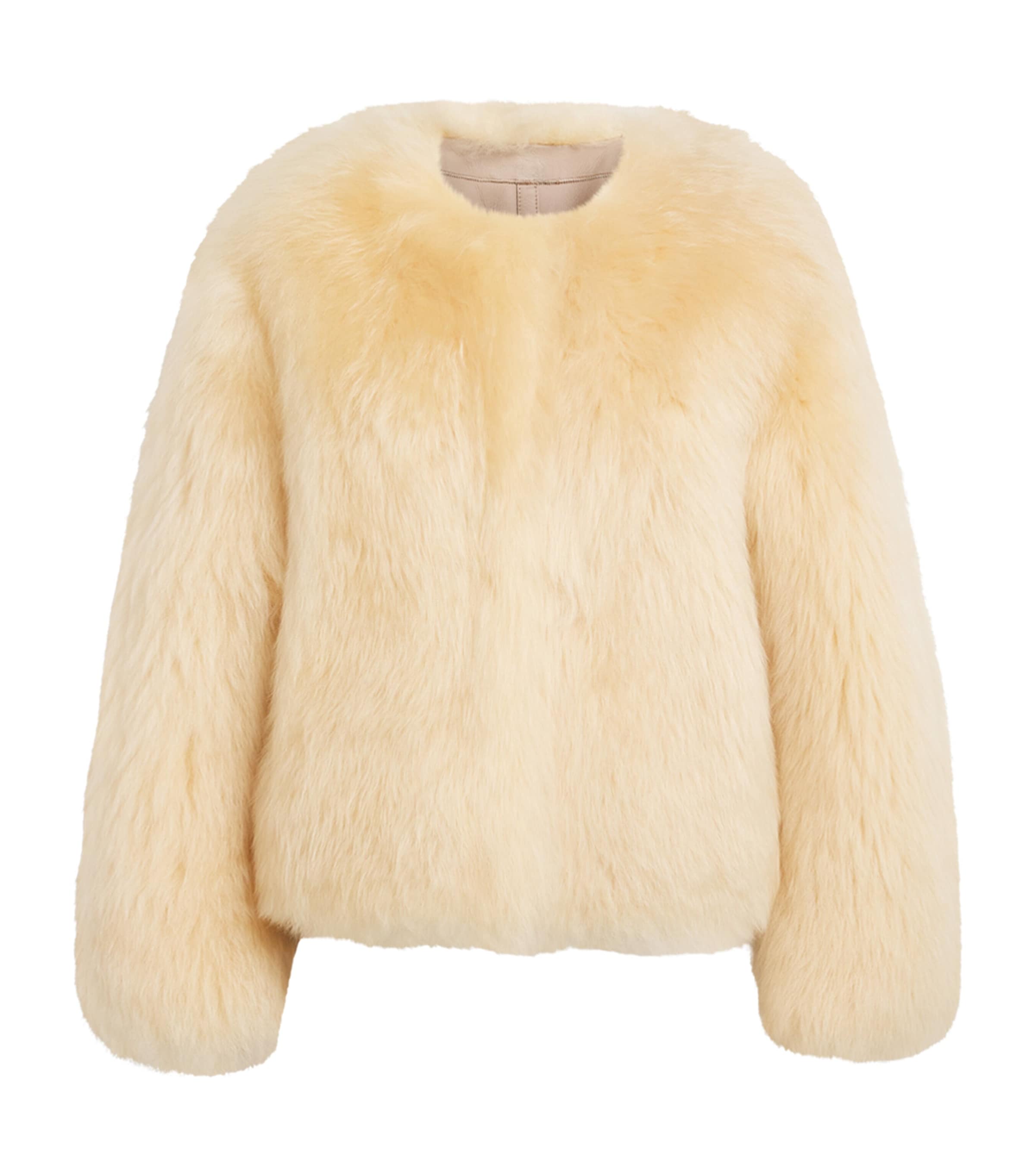 CHAROUX Womens Shearling Calin Coat Warm Cream
