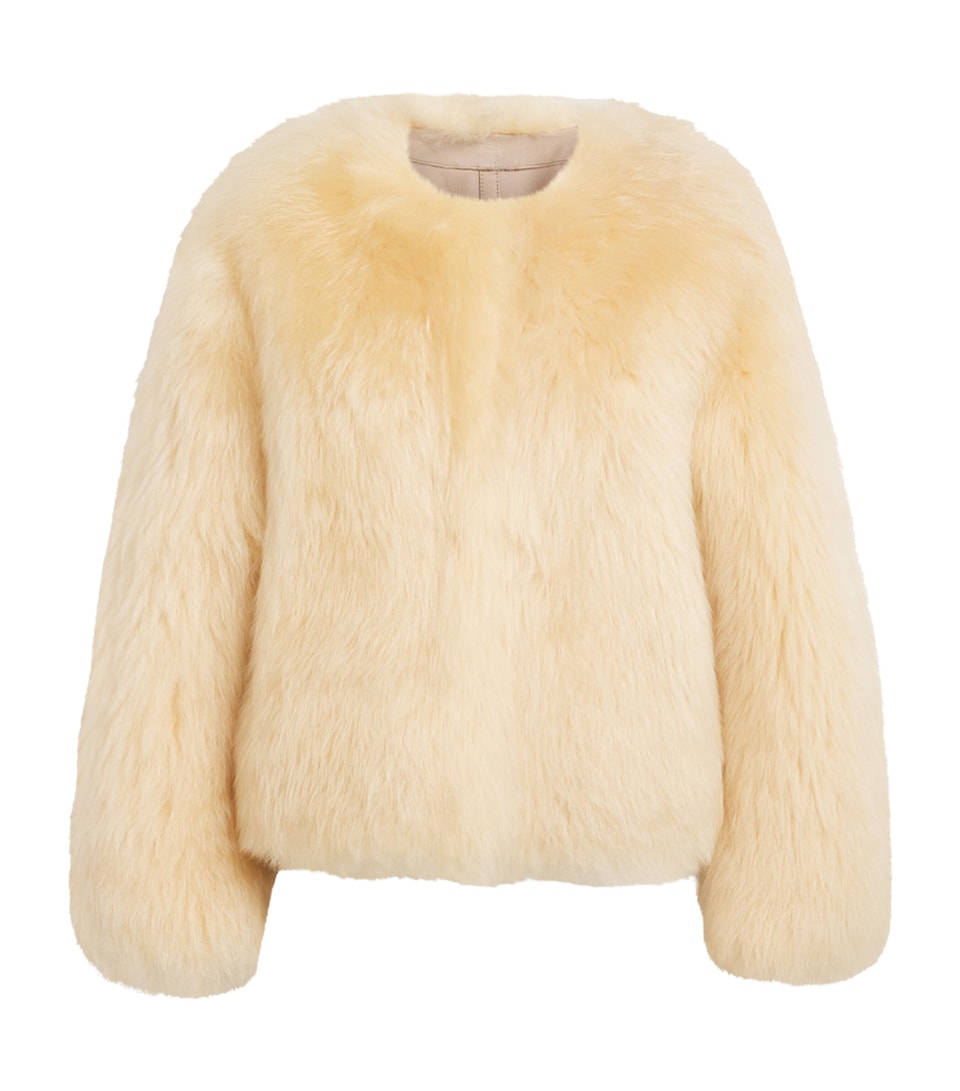 CHAROUX Womens Shearling Calin Coat Warm Cream