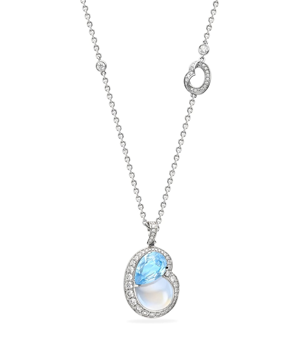 Boodles Platinum, Diamond, Aquamarine and Moonstone Motherhood Necklace Platinum