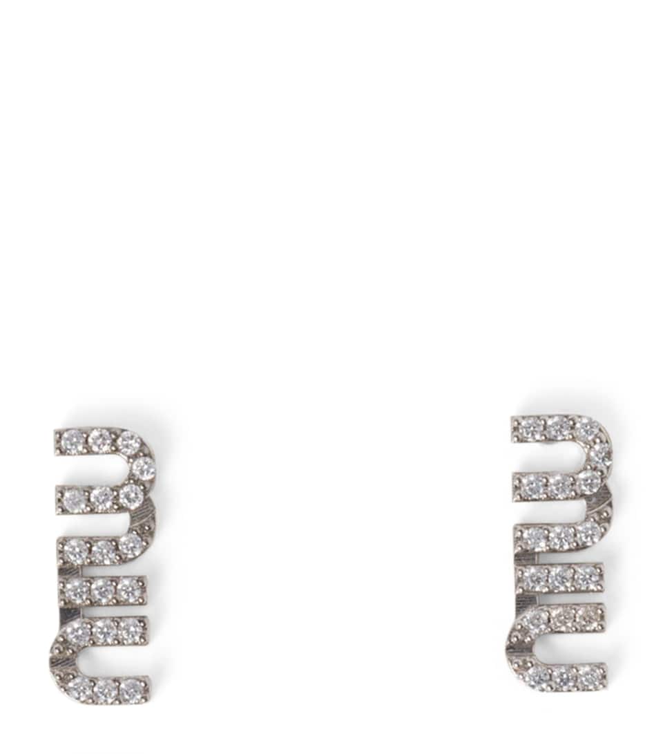Crystal-Embellished Logo Earrings