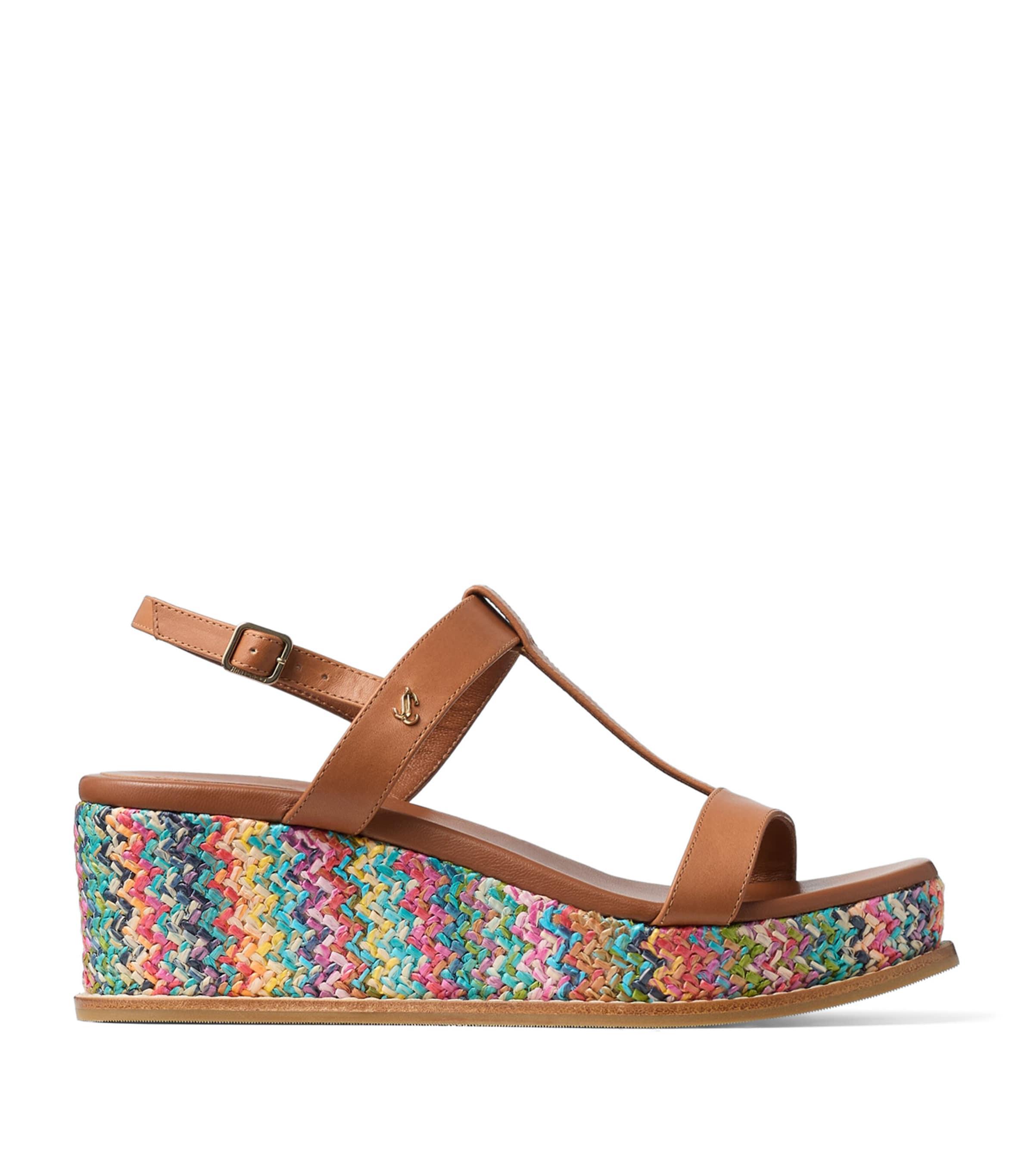 Jimmy Choo Theia 60 Leather Wedge Sandals