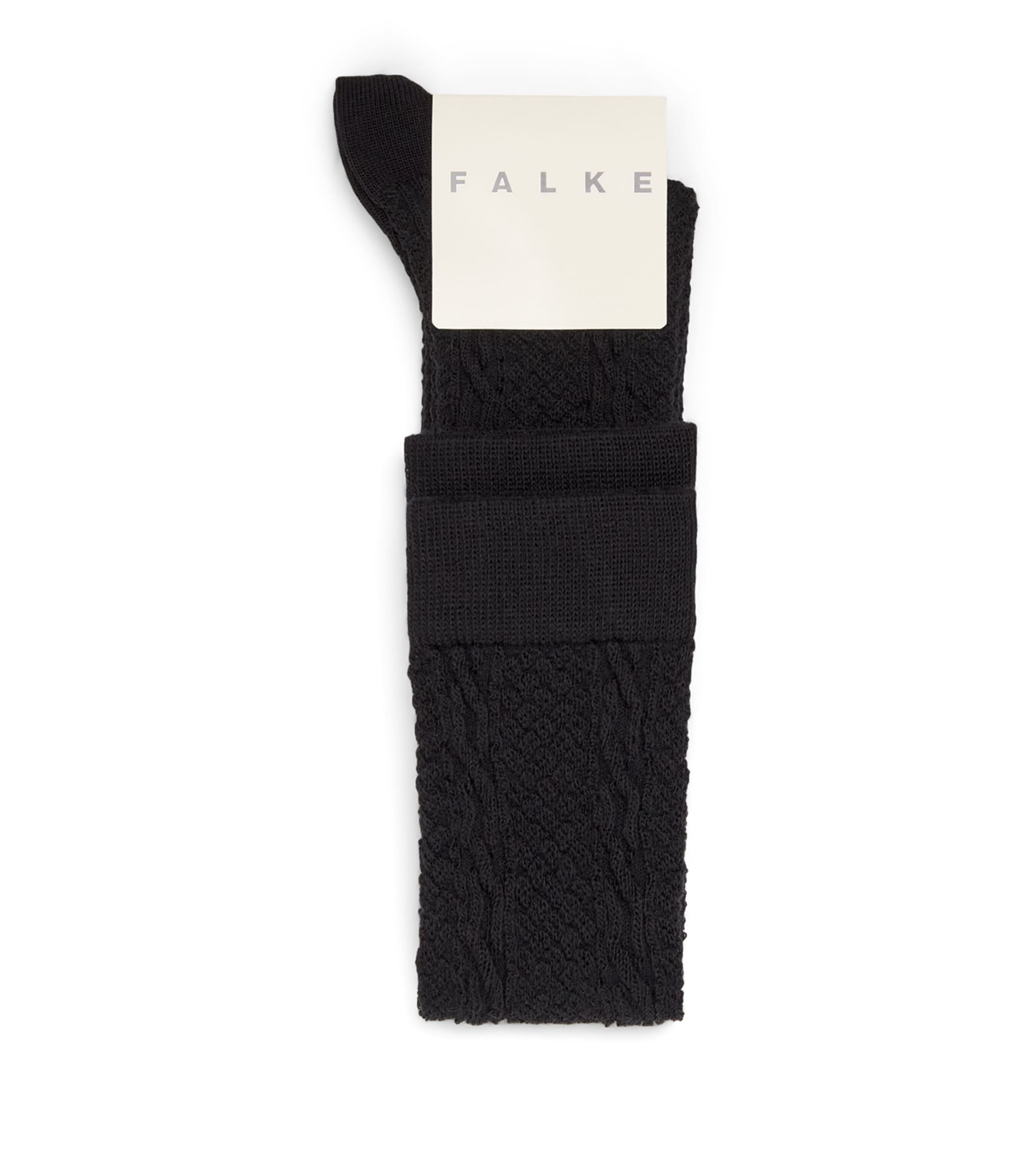 Falke Womens Virgin Wool-Blend Declivity Knee-High Socks Black
