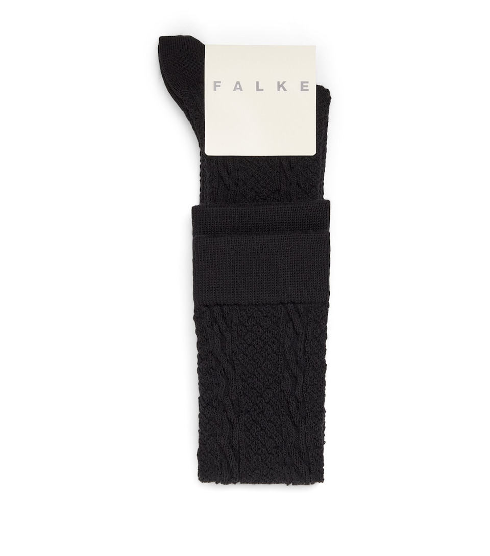 Falke Womens Virgin Wool-Blend Declivity Knee-High Socks Black