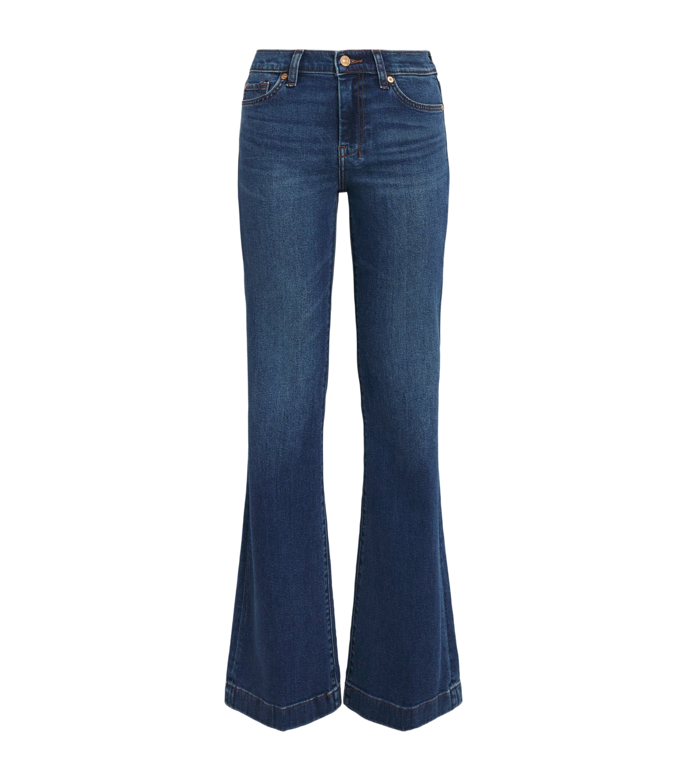 7 For All Mankind Womens Dojo Slim Illusion Flared Jeans Blueleaf
