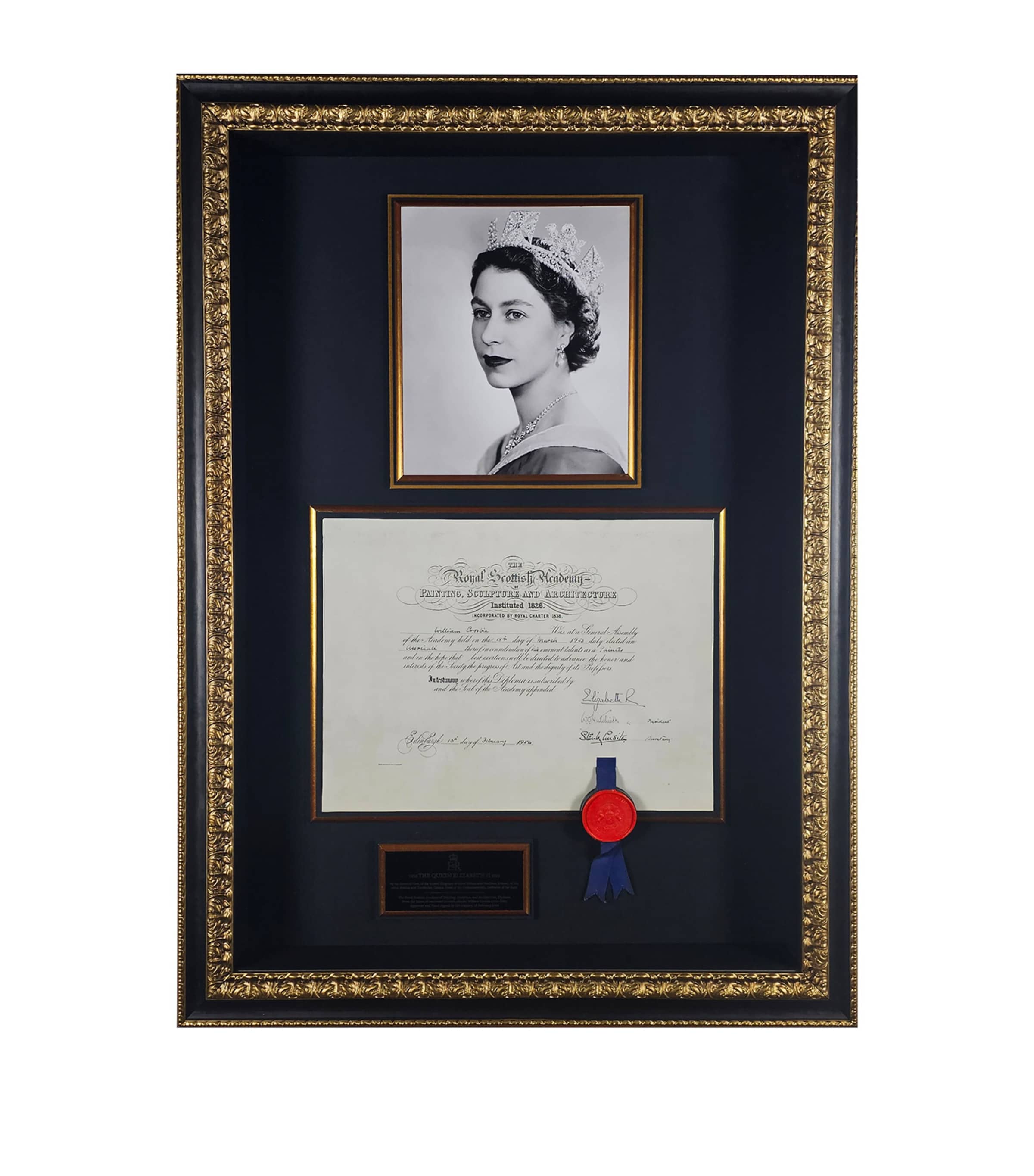 Queen Elizabeth II Signed 1954 Document Framed Display