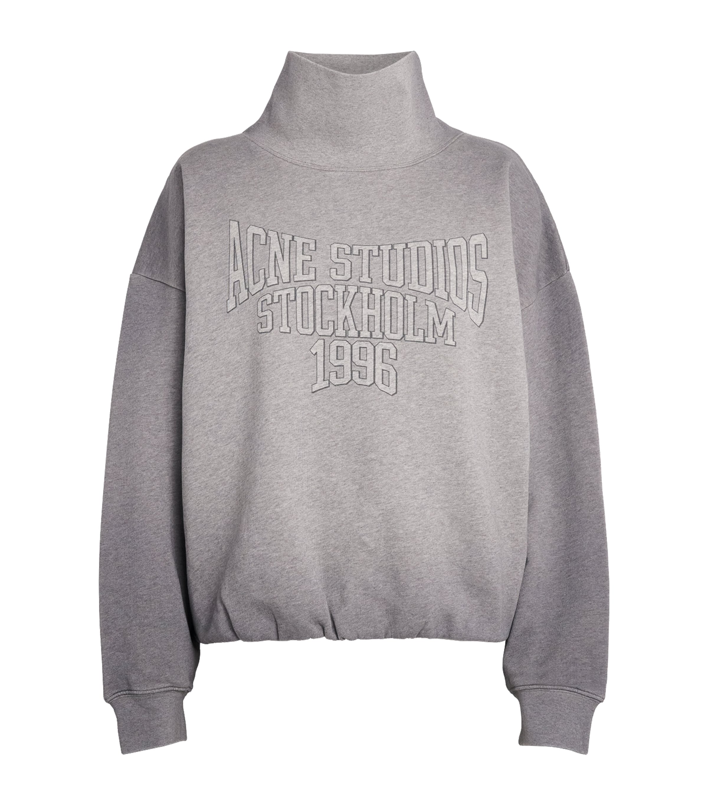 Acne Studios Womens Cotton Logo Sweatshirt Grey Melange