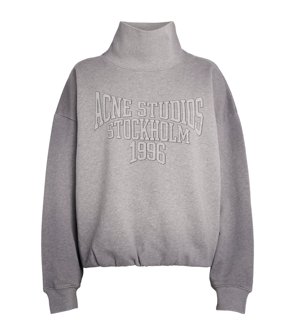 Acne Studios Womens Cotton Logo Sweatshirt Grey Melange