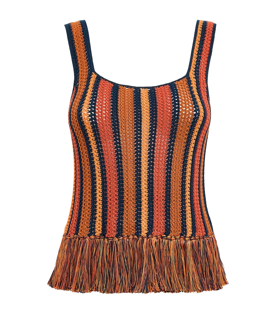 ESCVDO Womens Fringe Misti Top Sunset