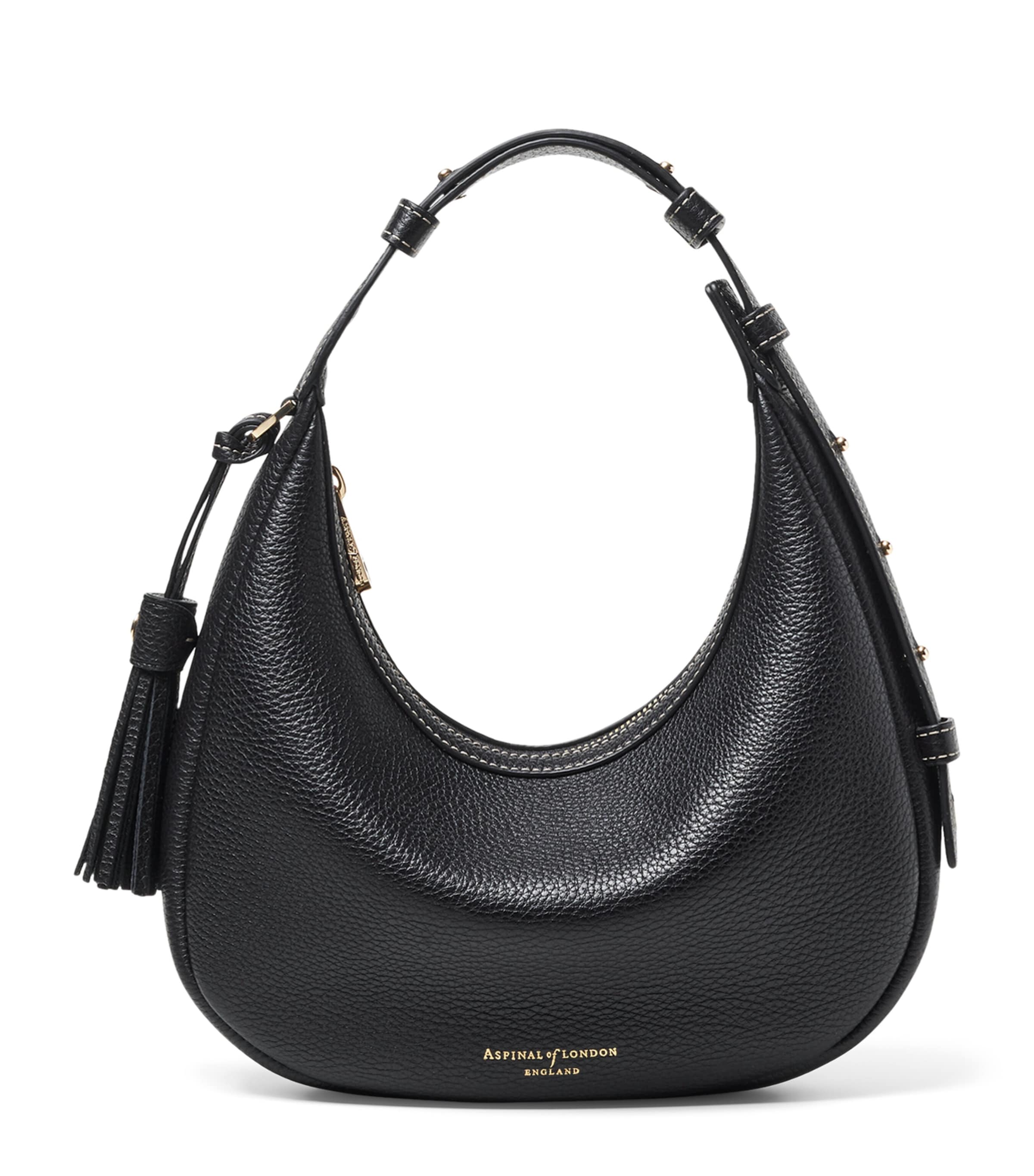 Aspinal Of London Mini Soho Crescent Shoulder Bag Black