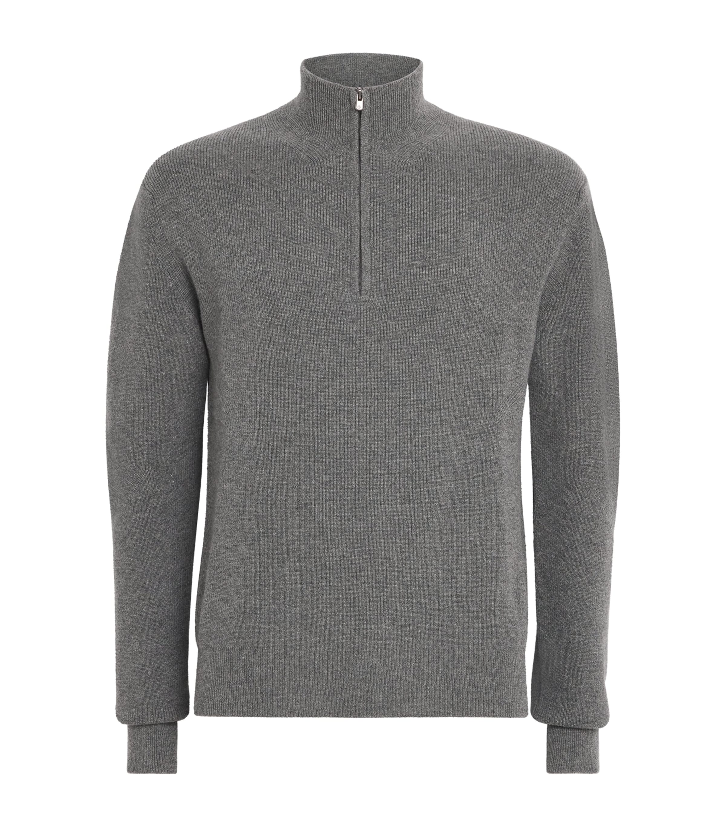 Ralph Lauren Purple Label Mens Cashmere Half-Zip Sweater Medium Grey Melange